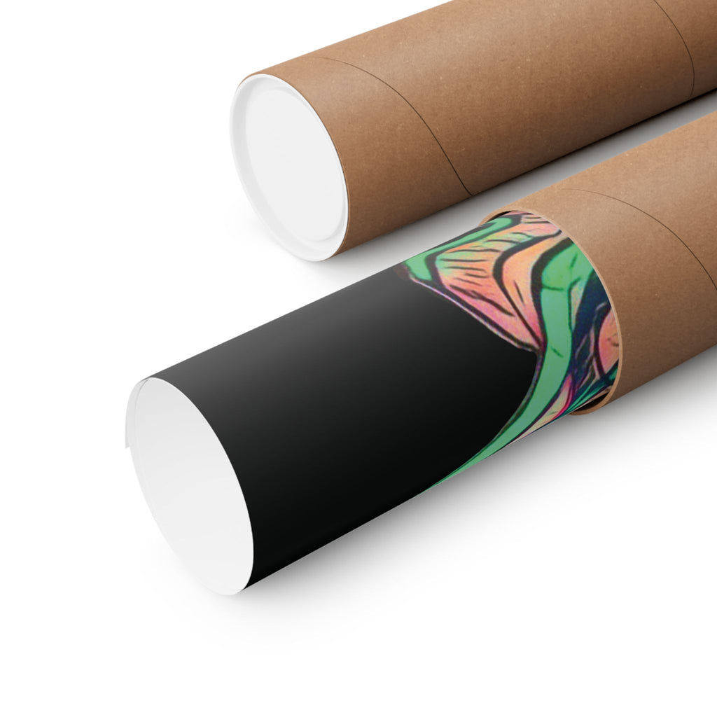 Cheshire (Pink & Seafoam, Black Background) Fine Art Poster