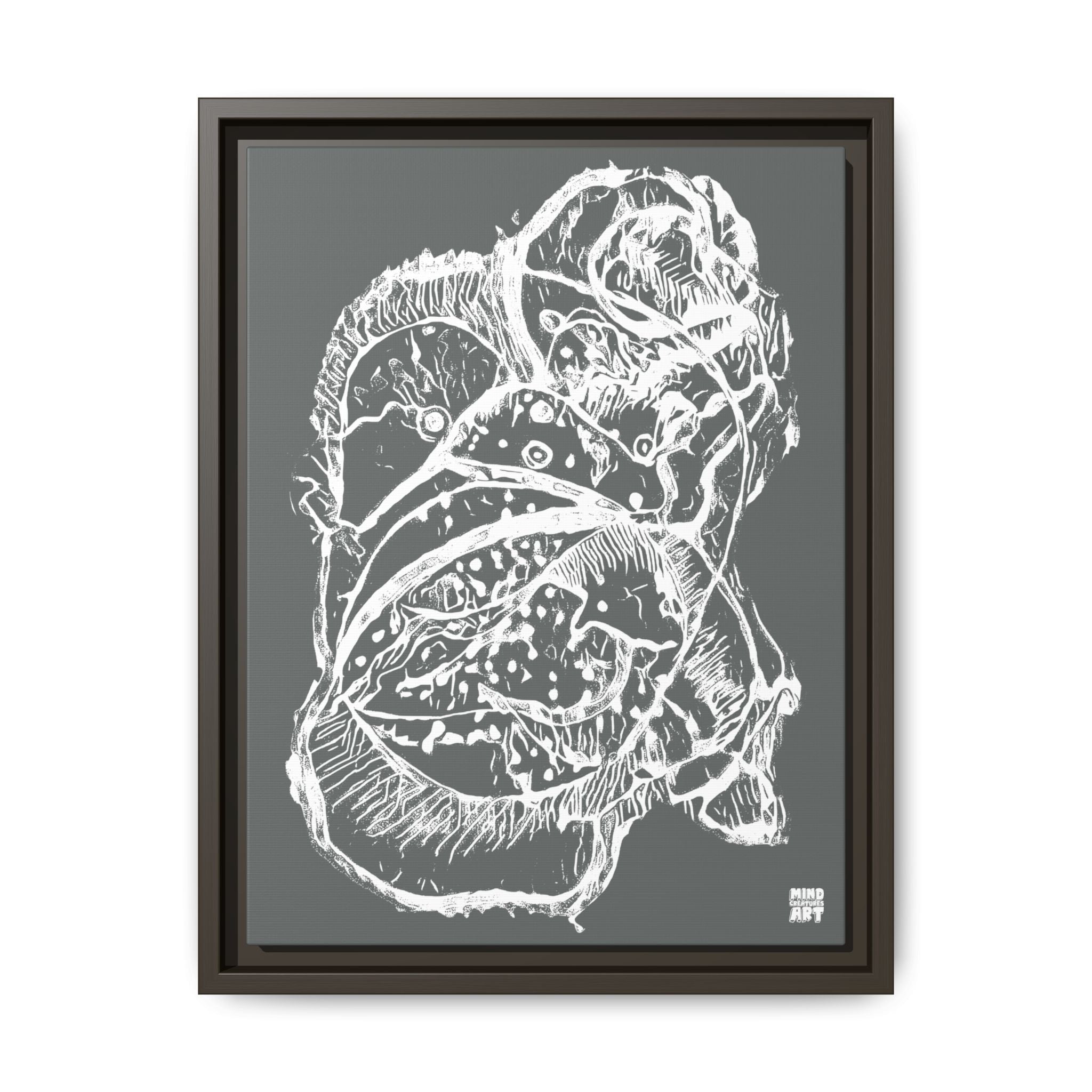 Exploration (White, Dark Gray Background) Matte Canvas, Framed