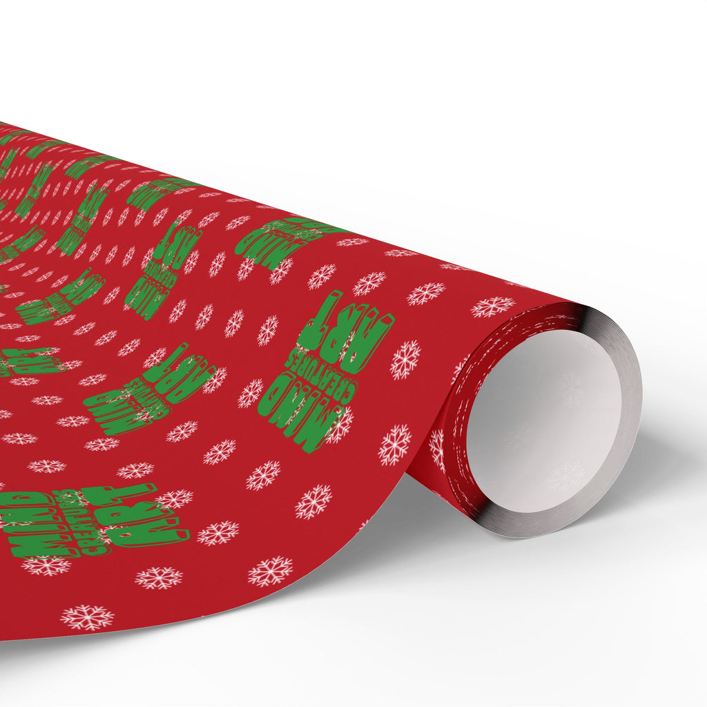 MCA Logo & Snowflake (Green, Red Background) Heavy Wrapping Paper