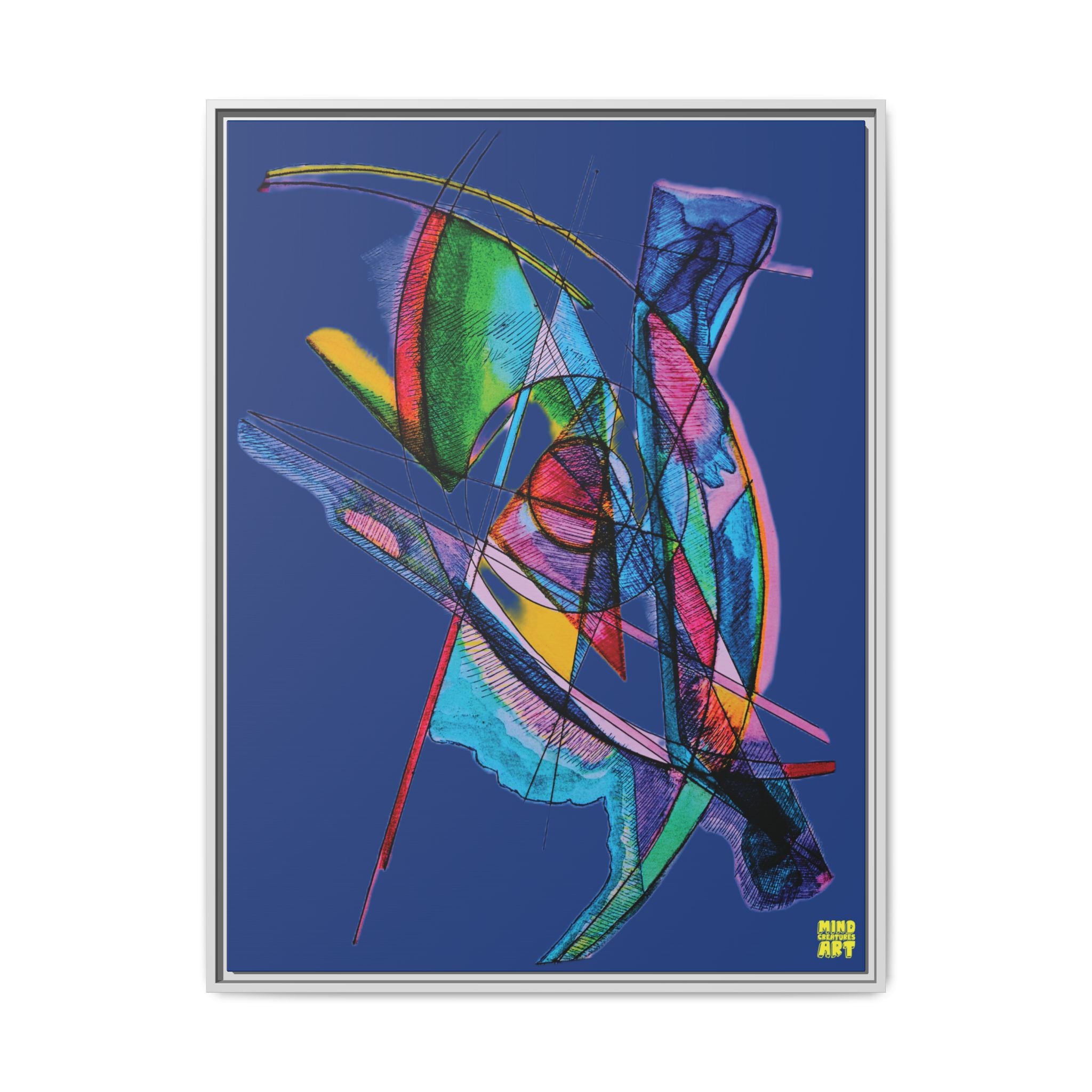 Watching (Dark Blue Background) Matte Canvas, Framed