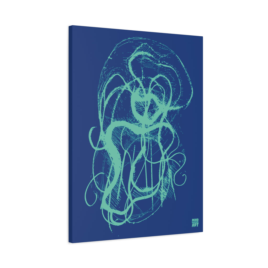 Davy Jones (Teal, Dark Blue Background) Matte Canvas, Stretched, 1.25"