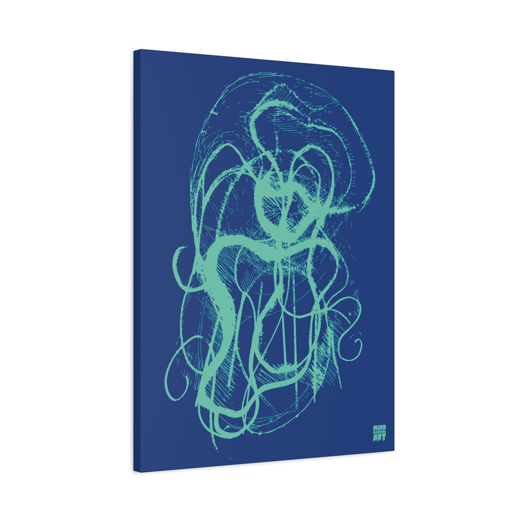 Davy Jones (Teal, Dark Blue Background) Matte Canvas, Stretched, 1.25"