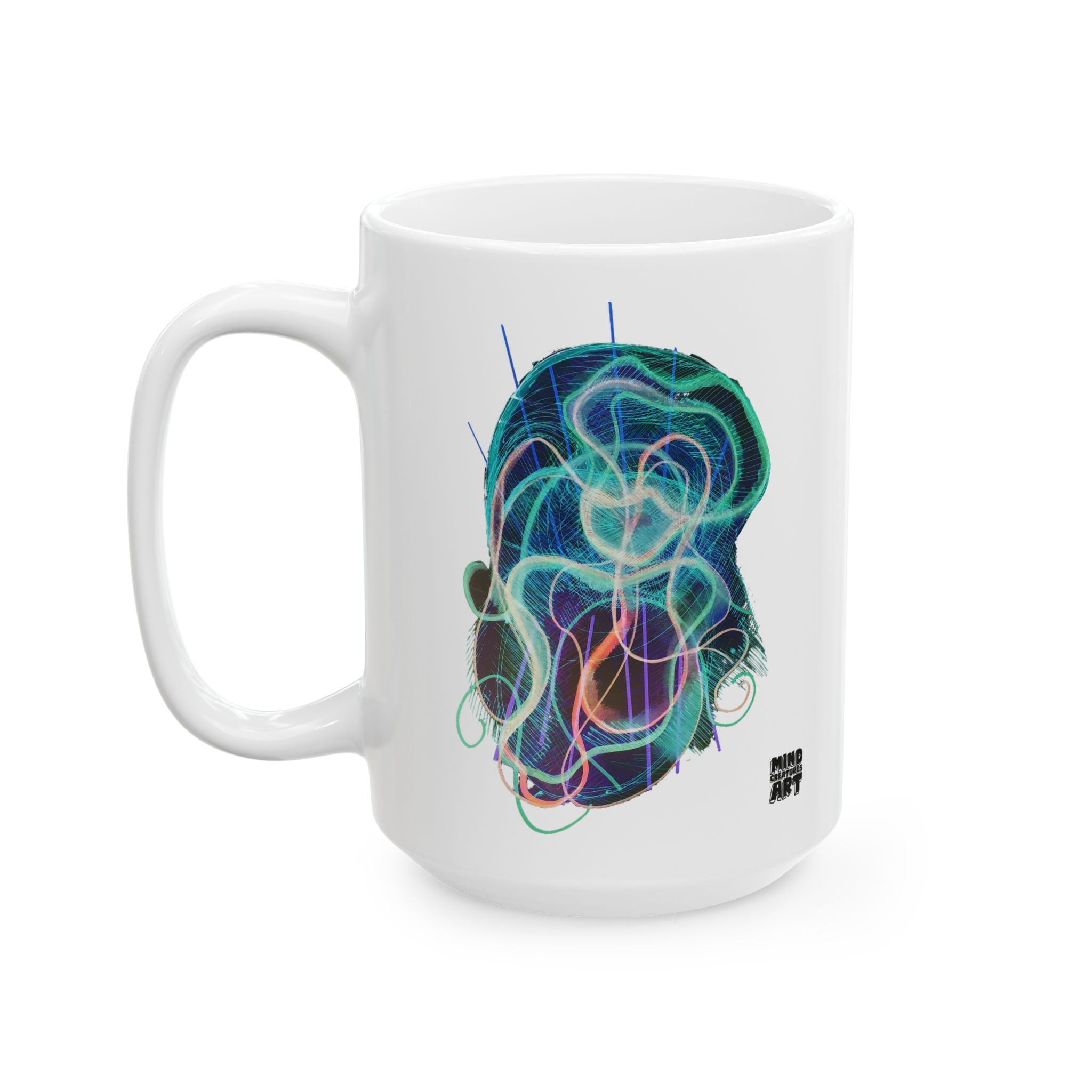 Davy Jones (Electric Teal) White Ceramic Mug, (11oz, 15oz)