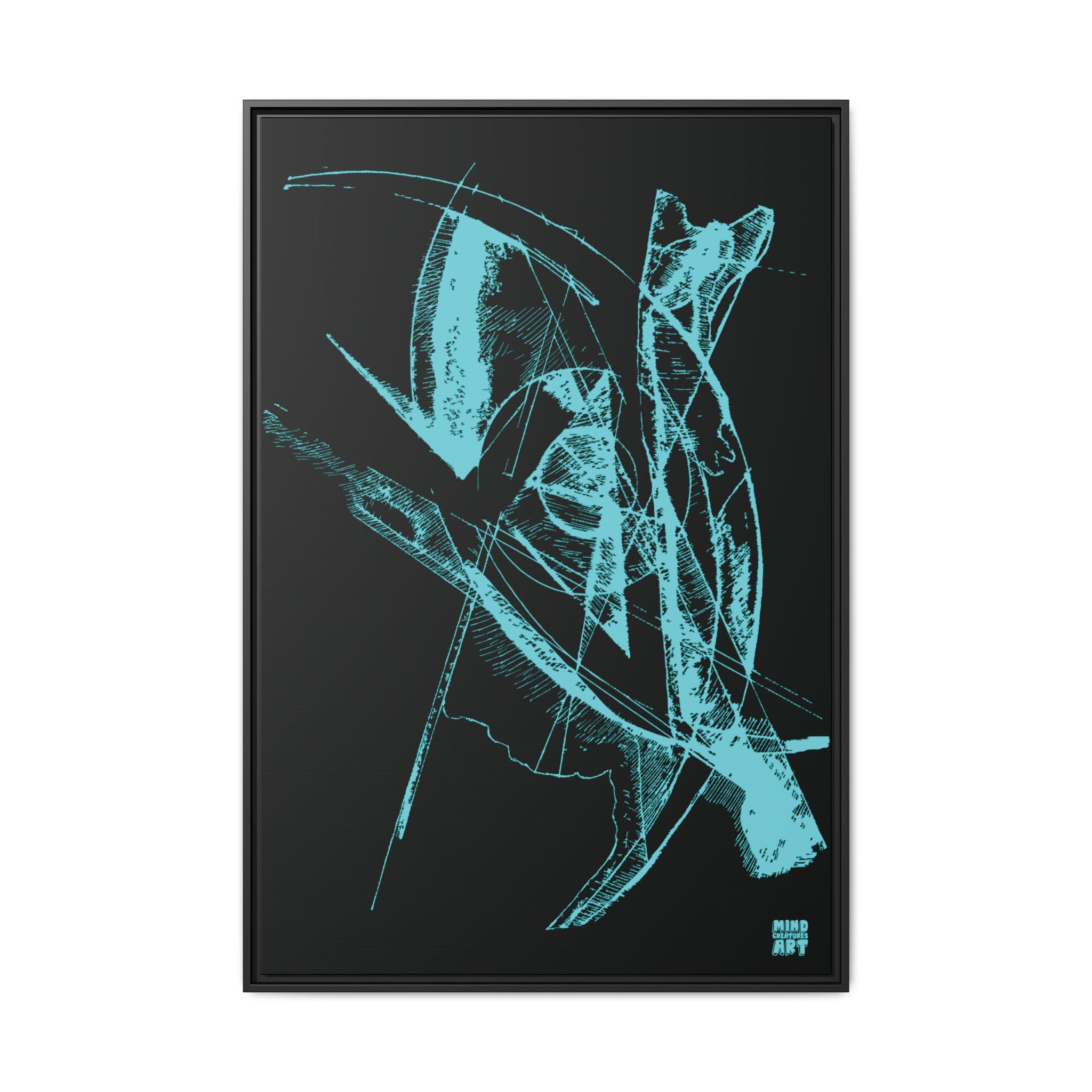 Watching (Aqua, Black Background) Matte Canvas, Framed