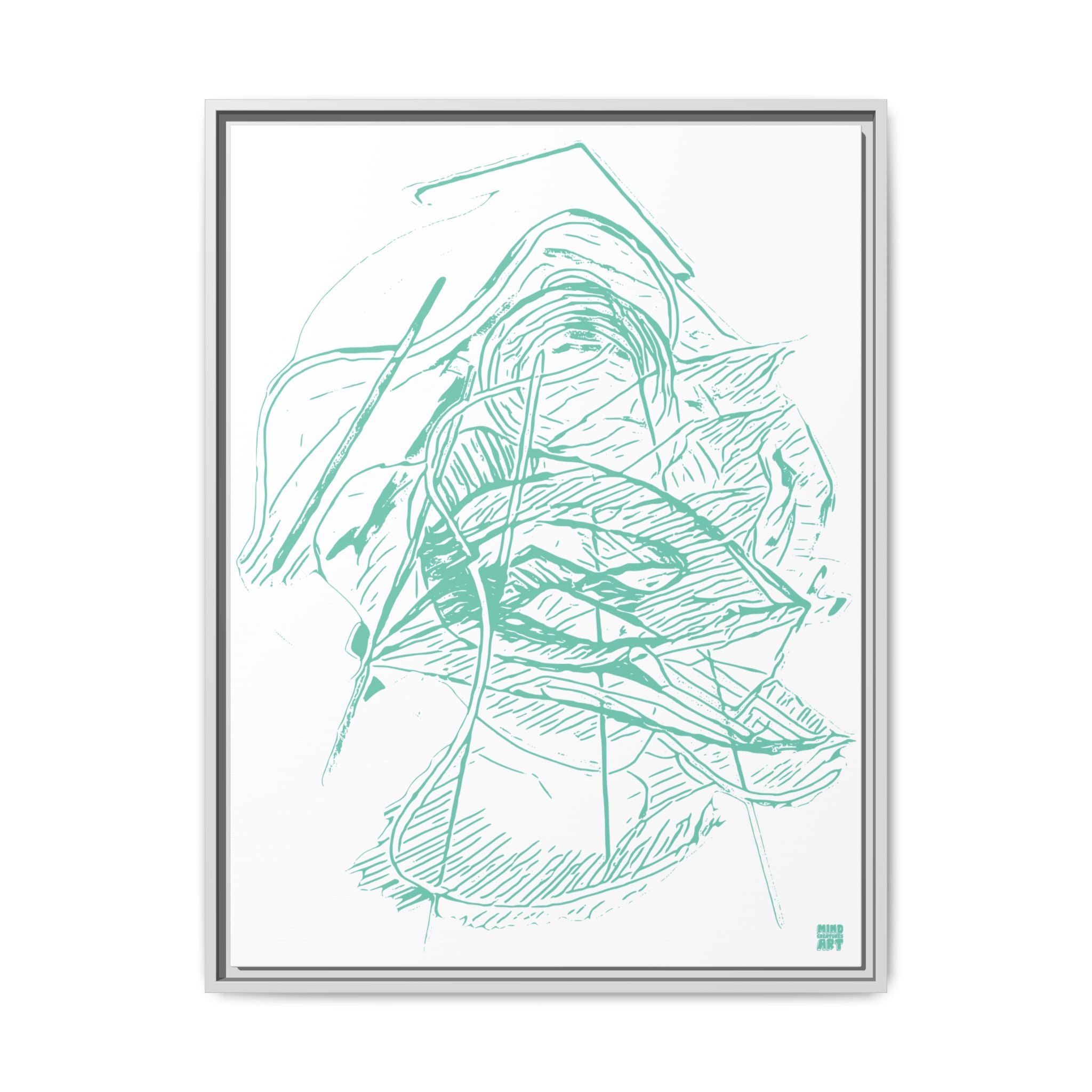 Dive Reflex (Teal, White Background) Matte Canvas, Framed
