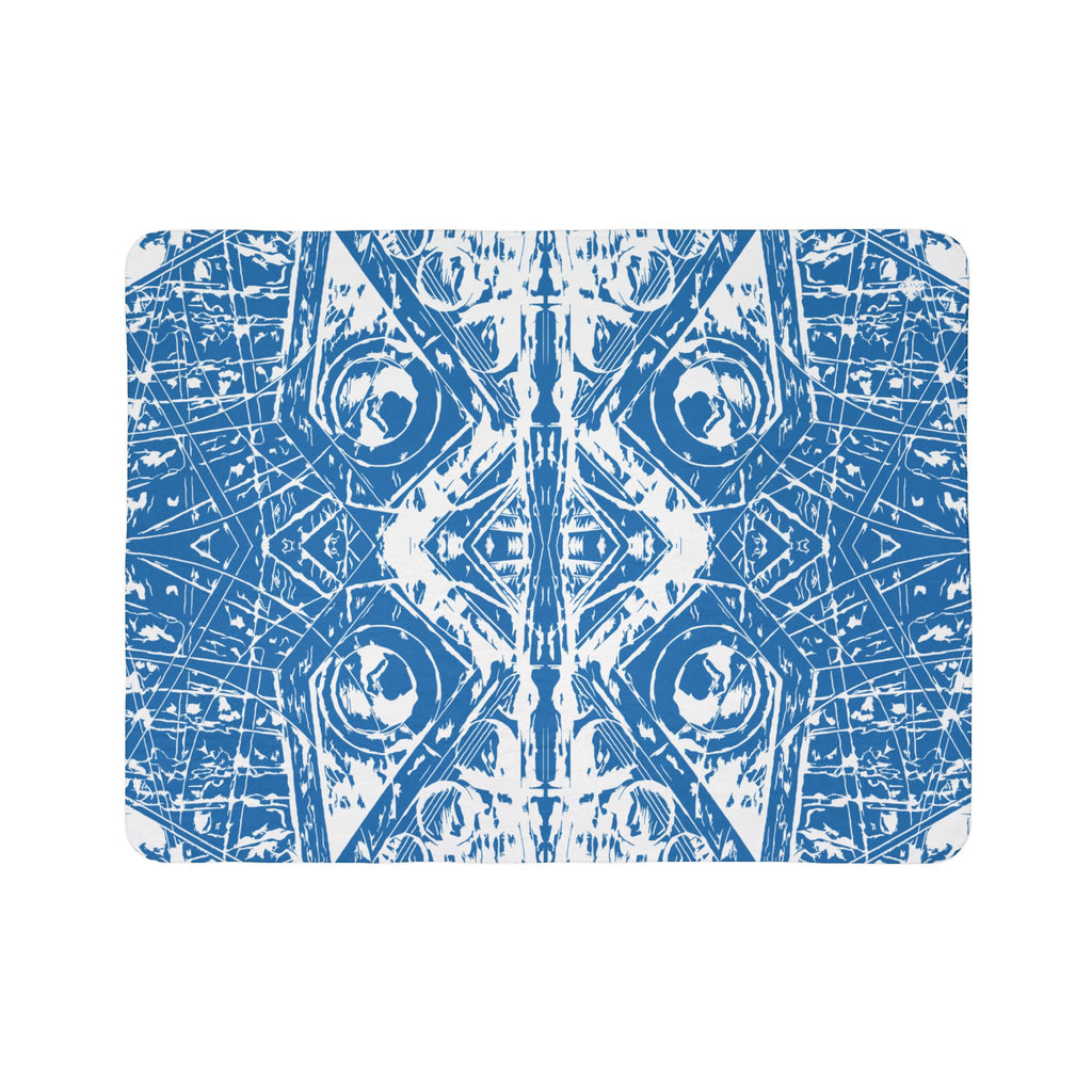Love (White, Mirror, Blue Background) Fleece Sherpa Blanket
