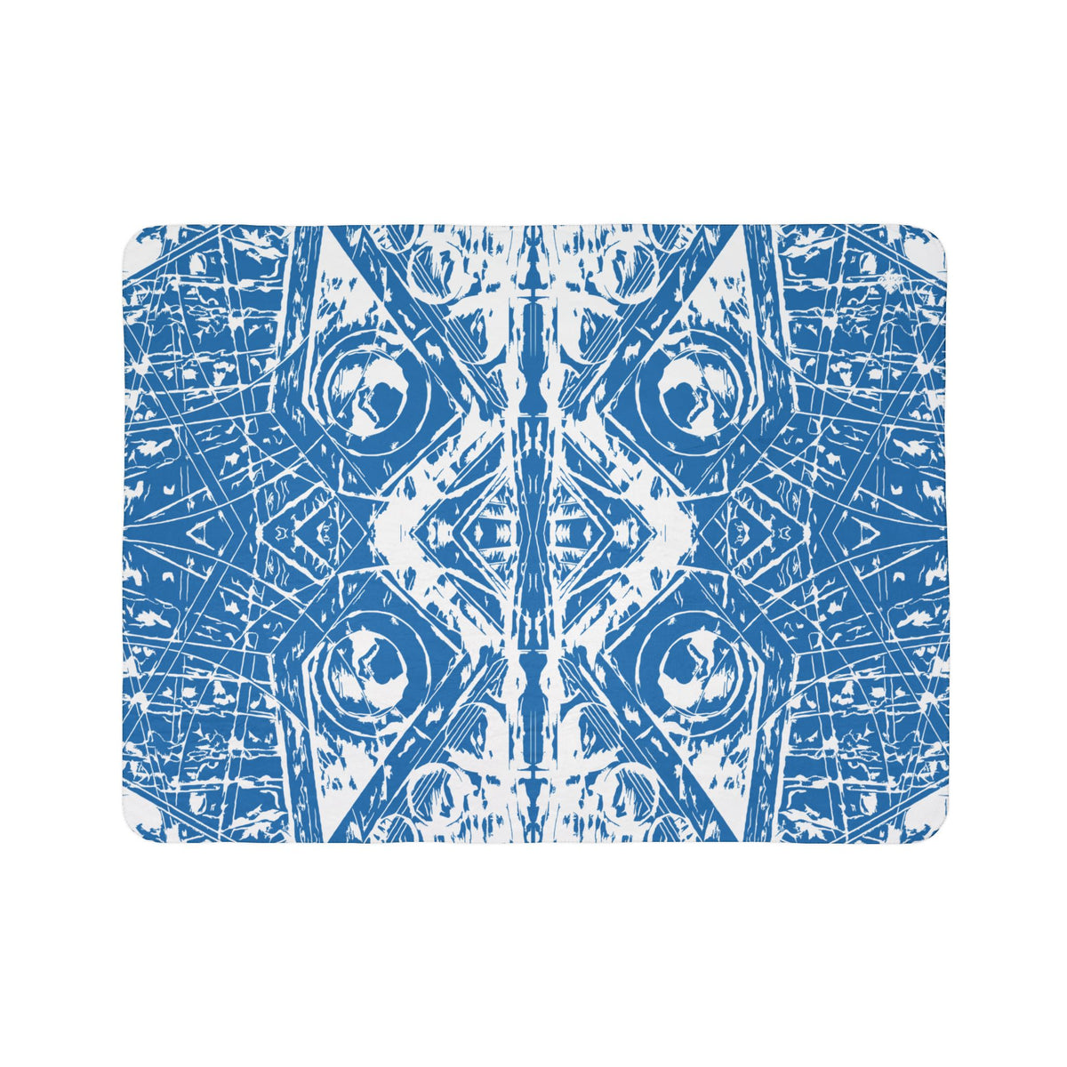 Love (White, Mirror, Blue Background) Fleece Sherpa Blanket