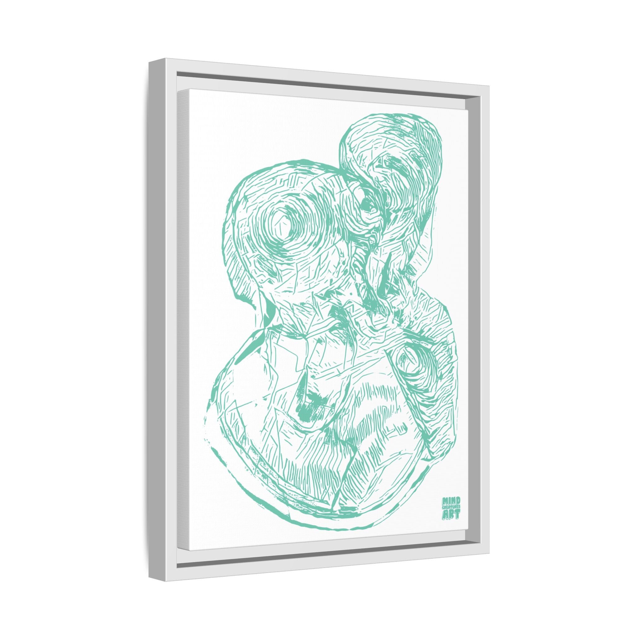 Curiosity (Teal, White Background) Matte Canvas, Framed
