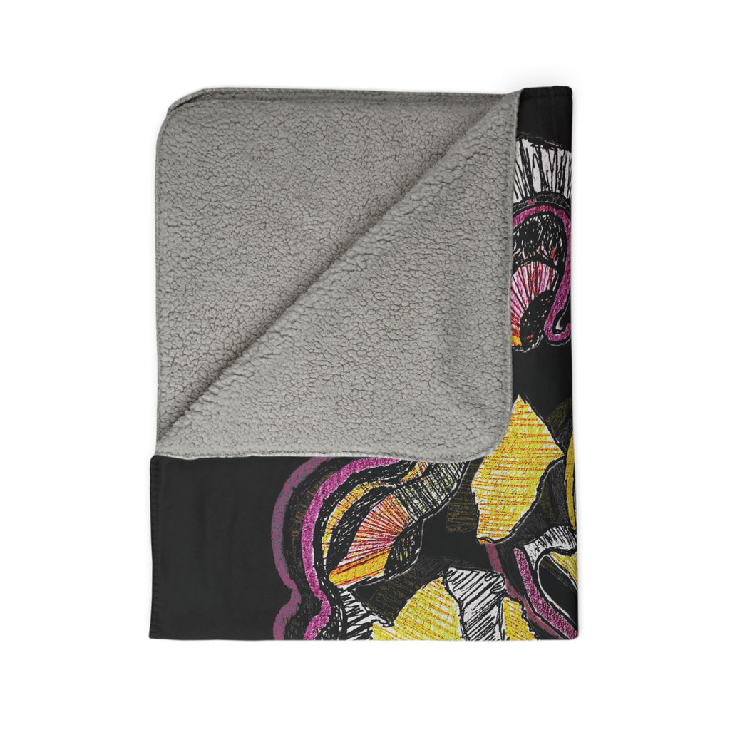 Crimson Teacher (Black Background) Fleece Sherpa Blanket