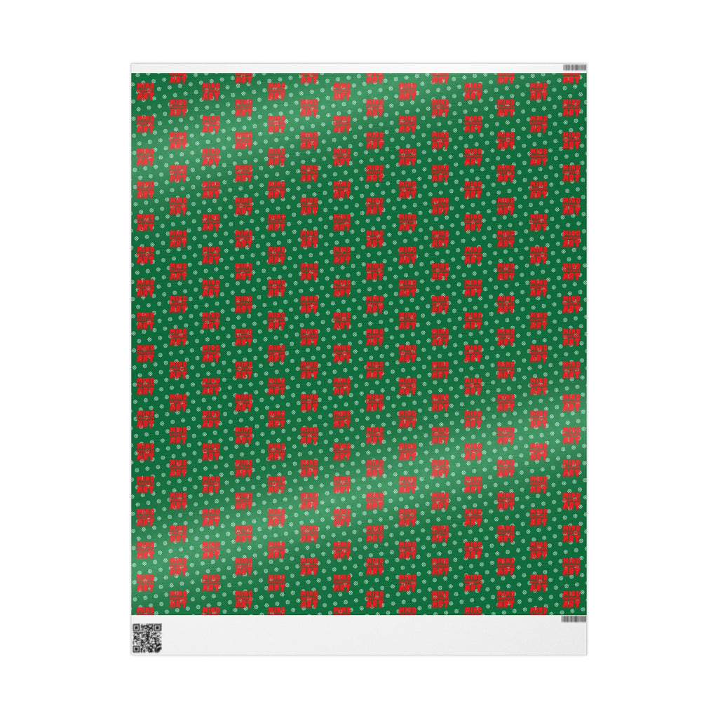 MCA Logo & Snowflake (Red, Green Background) Heavy Wrapping Paper