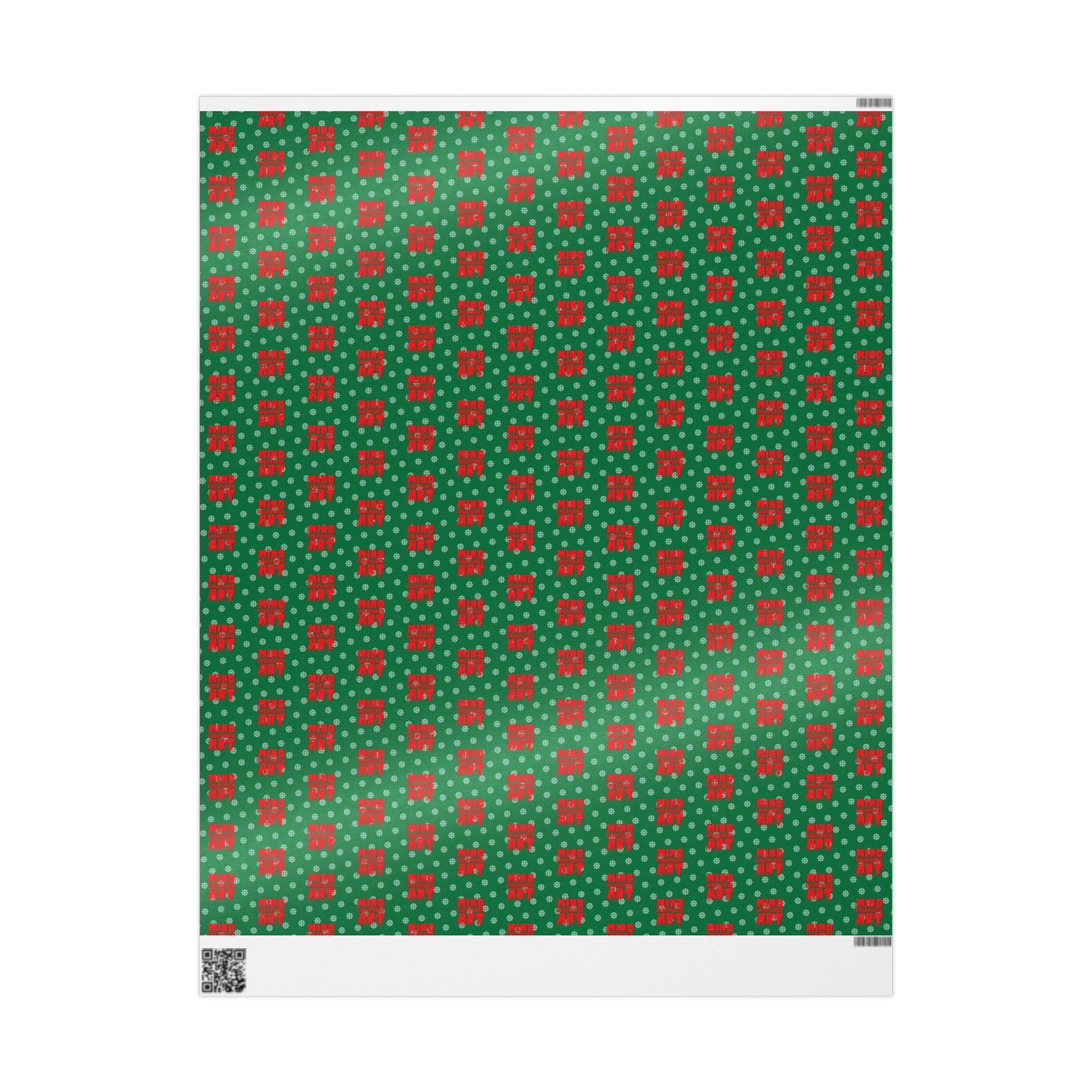 MCA Logo & Snowflake (Red, Green Background) Heavy Wrapping Paper