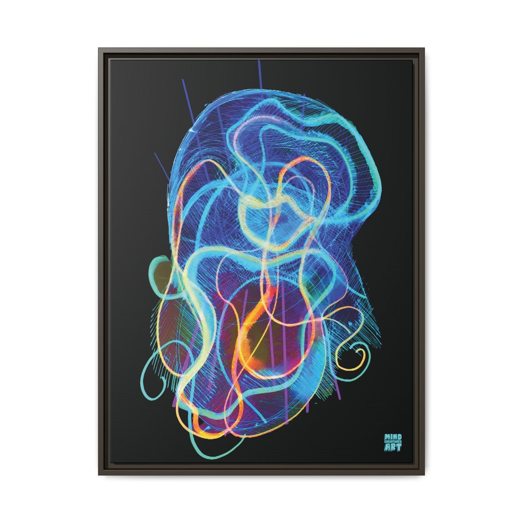 Davy Jones (Electric Blue, Black Background) Matte Canvas, Framed