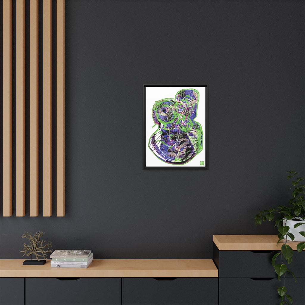 Curiosity (Electric Green, White Background) Matte Canvas, Framed