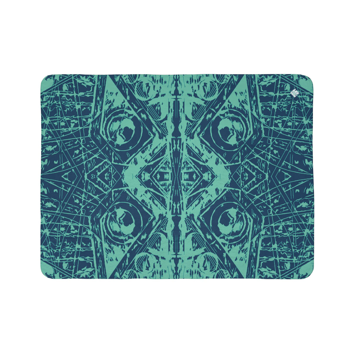 Love (Teal, Mirror, Dark Blue Background) Fleece Sherpa Blanket
