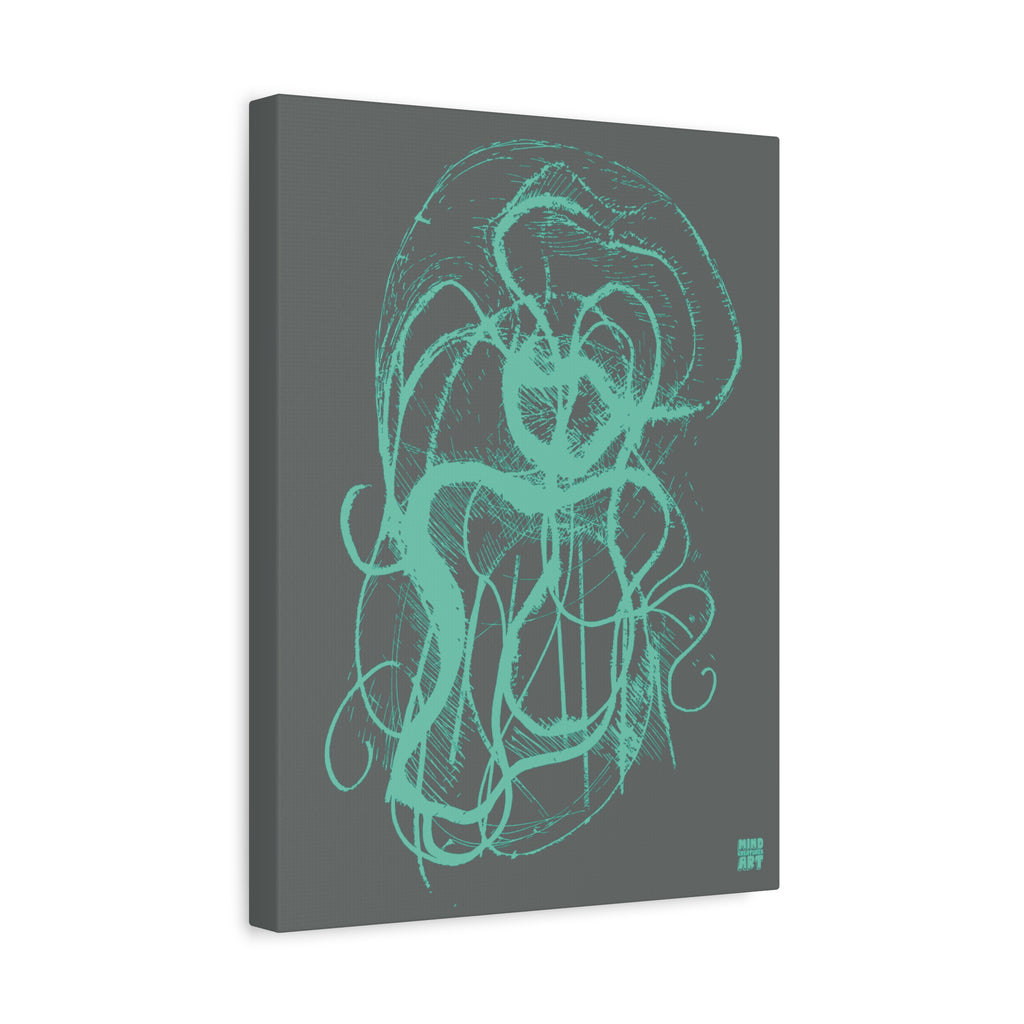 Davy Jones (Teal, Dark Gray Background) Matte Canvas, Stretched, 1.25"