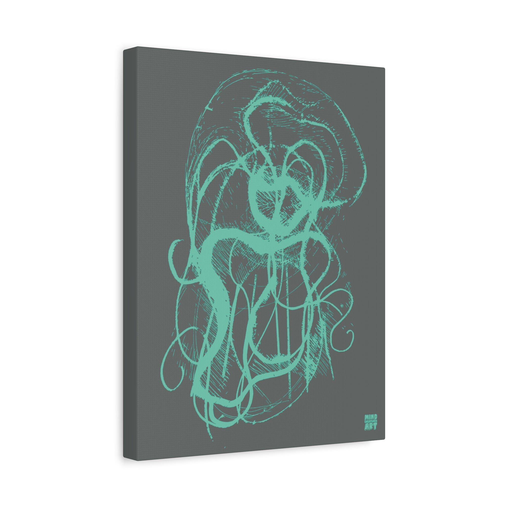 Davy Jones (Teal, Dark Gray Background) Matte Canvas, Stretched, 1.25"