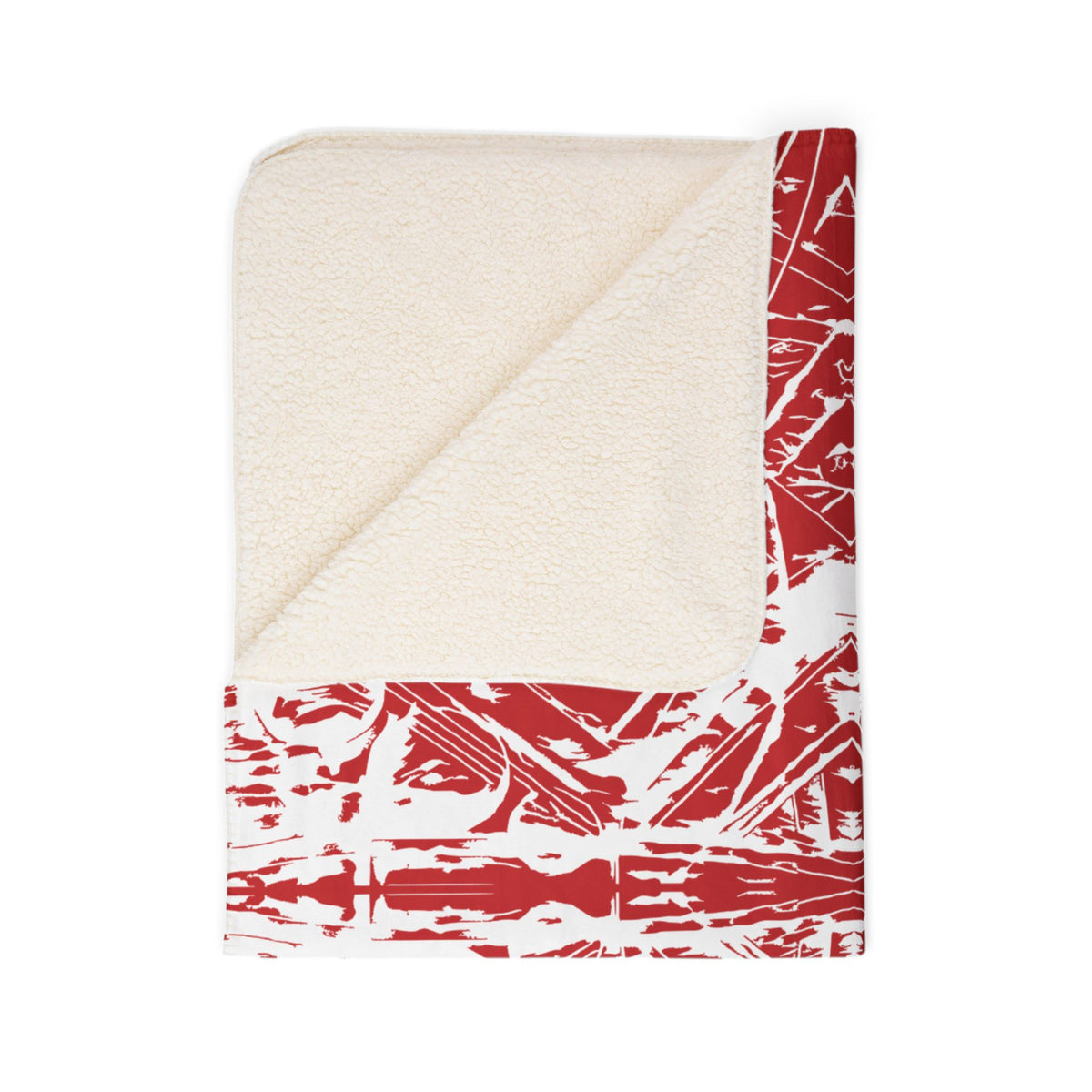 Love (White, Mirror, Red Background) Fleece Sherpa Blanket