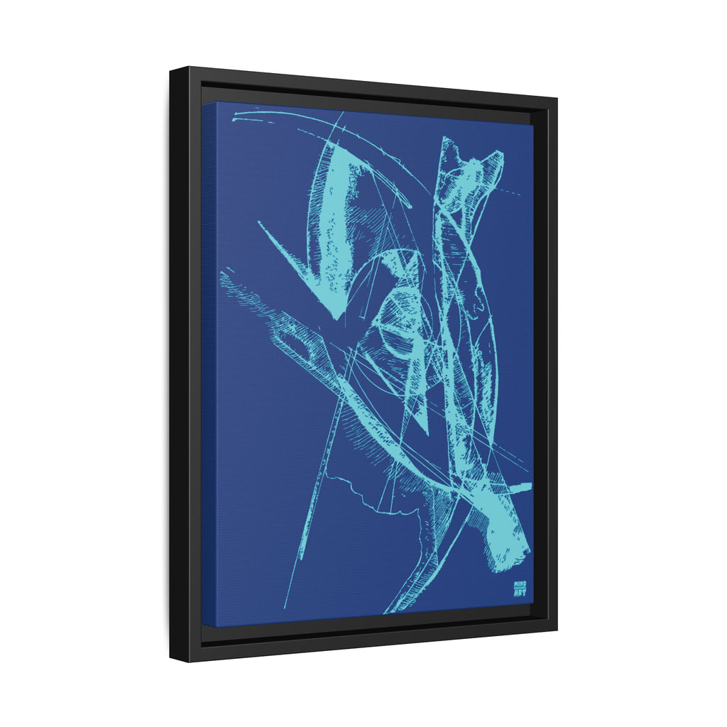 Watching (Aqua, Dark Blue Background) Matte Canvas, Framed