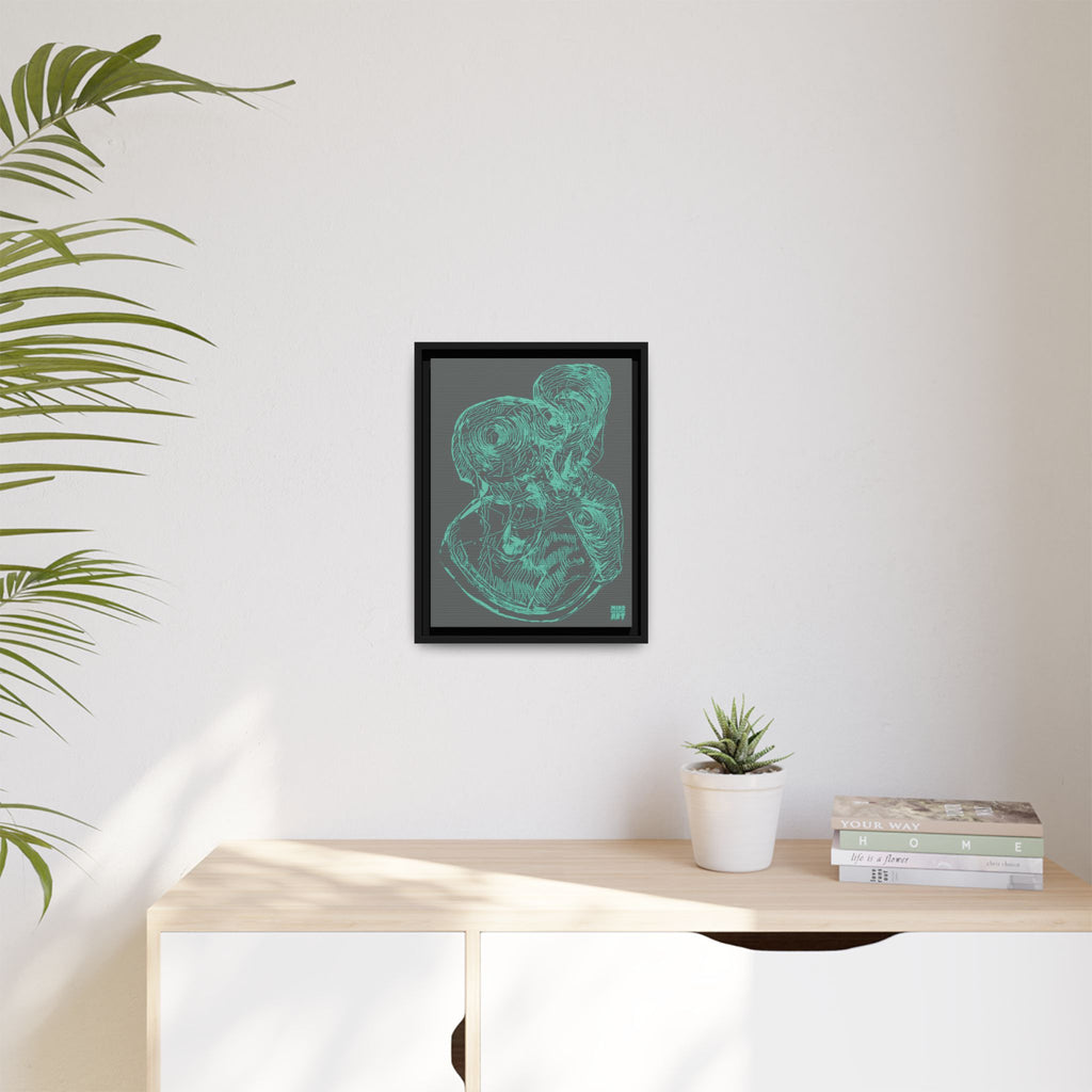 Curiosity (Teal, Dark Gray Background) Matte Canvas, Framed