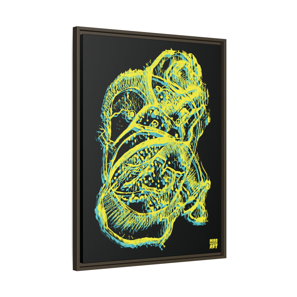 Exploration (Blur, Blue & Yellow, Black Background) Matte Canvas, Framed