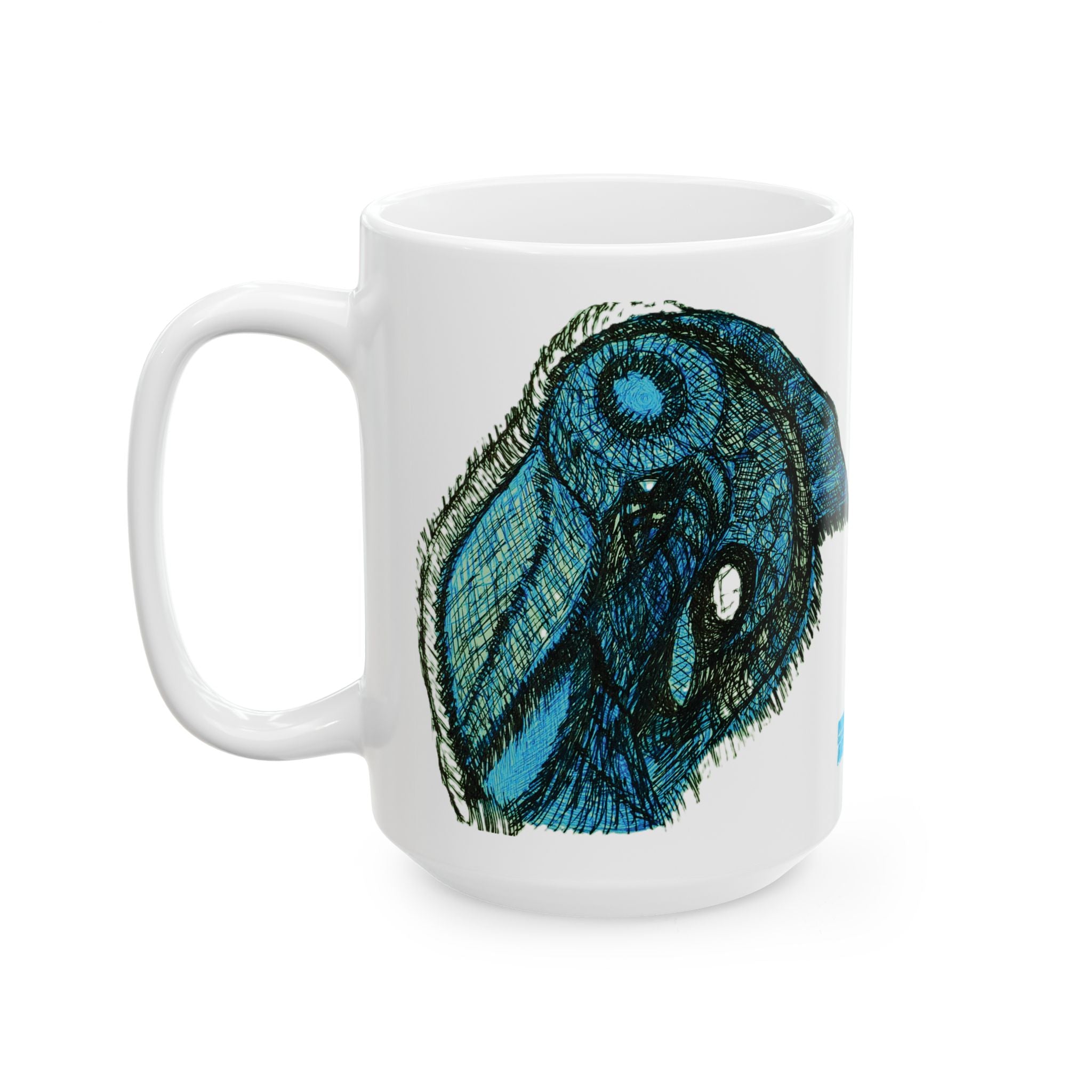 Who Are You? (Teal) White Ceramic Mug, (11oz, 15oz)