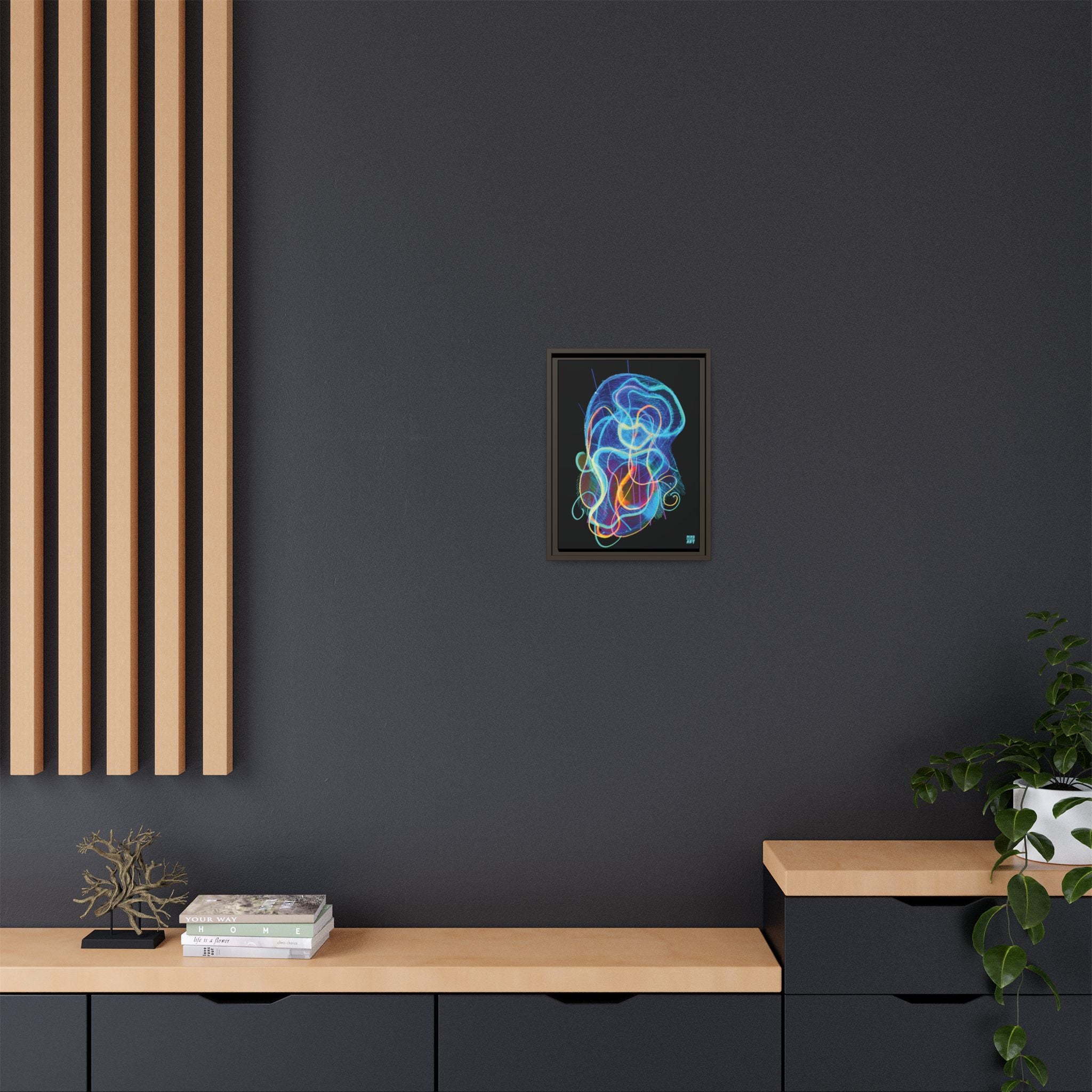 Davy Jones (Electric Blue, Black Background) Matte Canvas, Framed