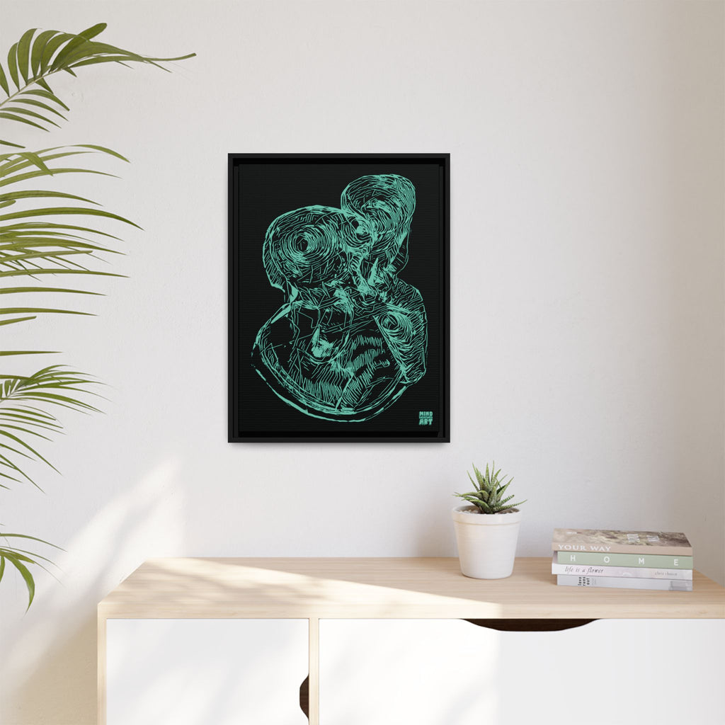 Curiosity (Teal, Black Background) Matte Canvas, Framed