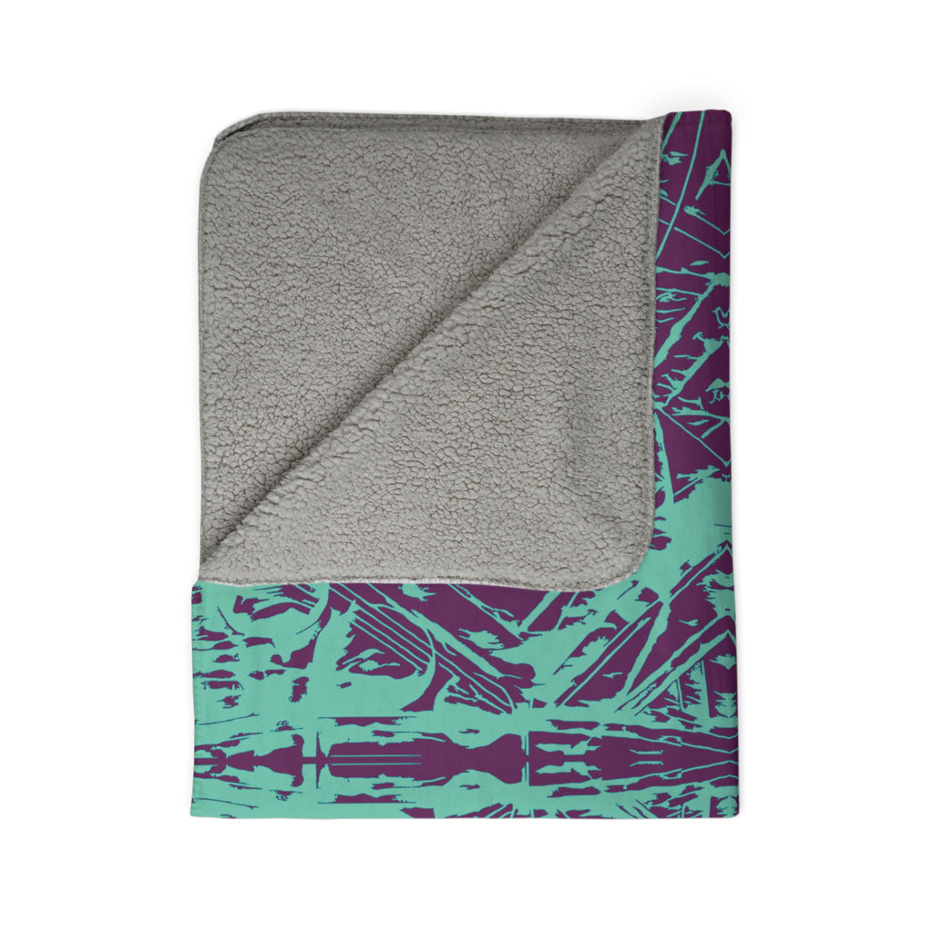 Love (Teal, Mirror, Purple Background) Fleece Sherpa Blanket
