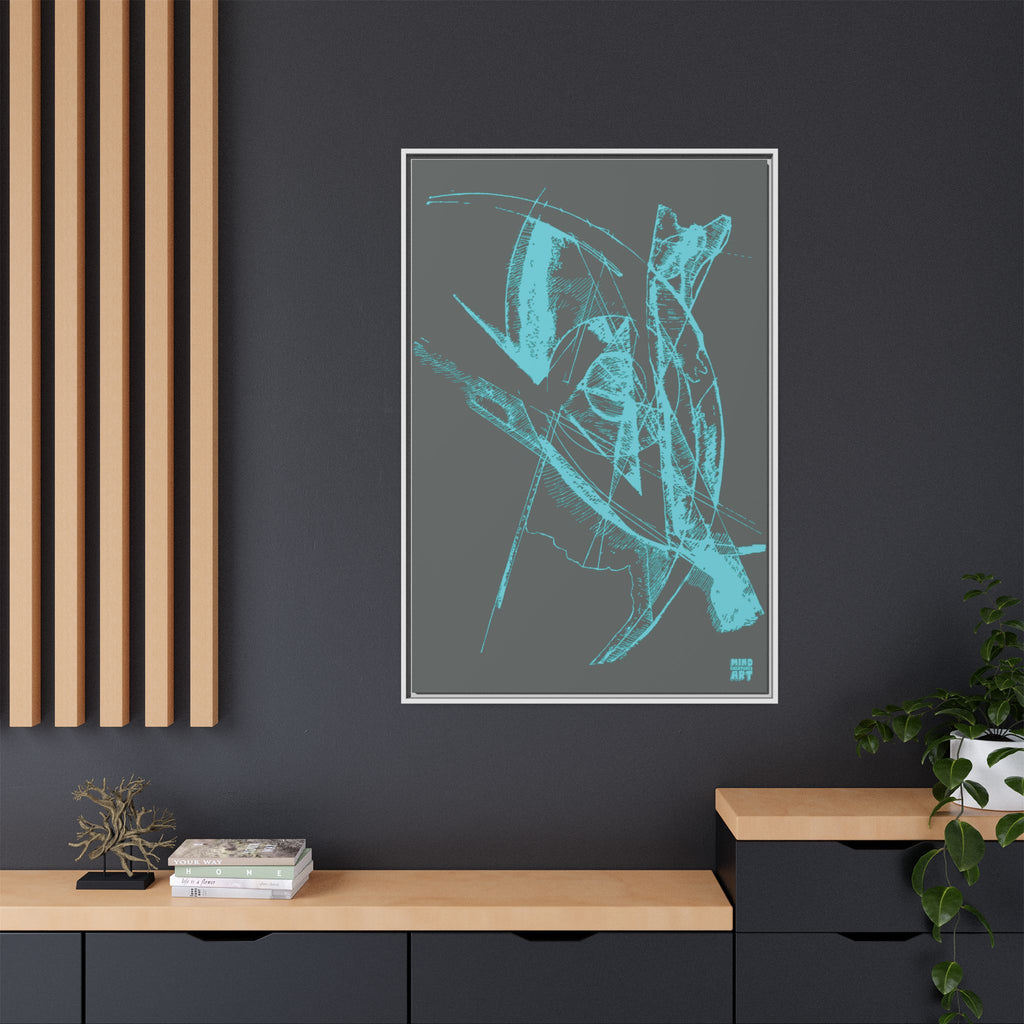 Watching (Aqua, Dark Gray Background) Matte Canvas, Framed