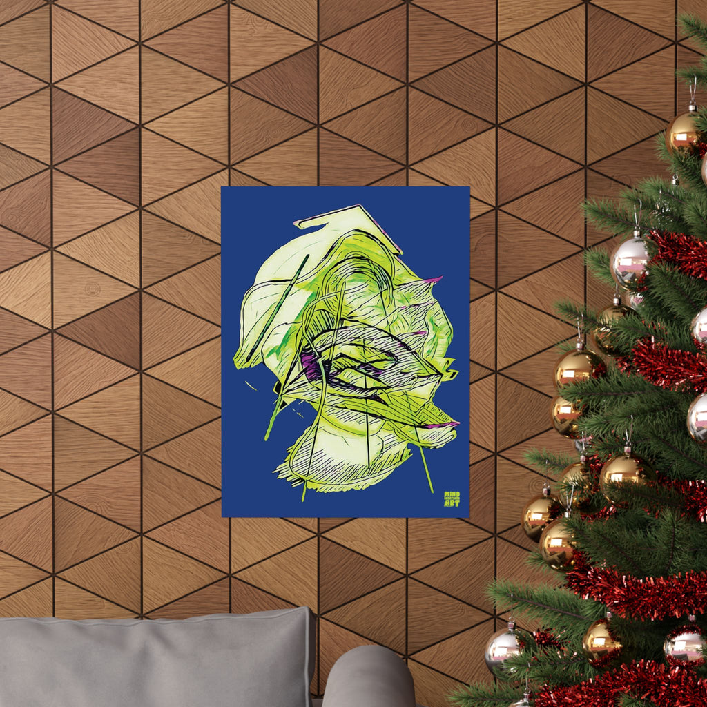 Dive Reflex (Lime, Dark Blue Background) Matte Poster