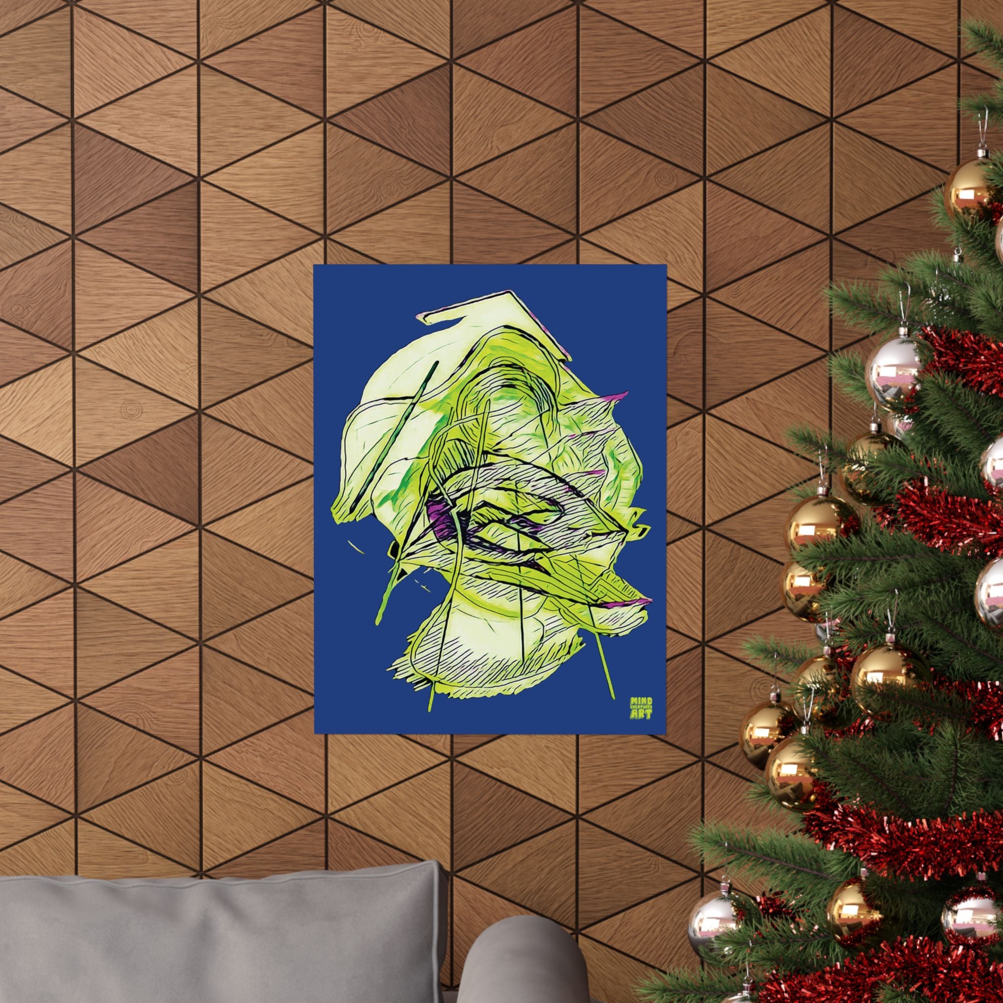 Dive Reflex (Lime, Dark Blue Background) Matte Poster