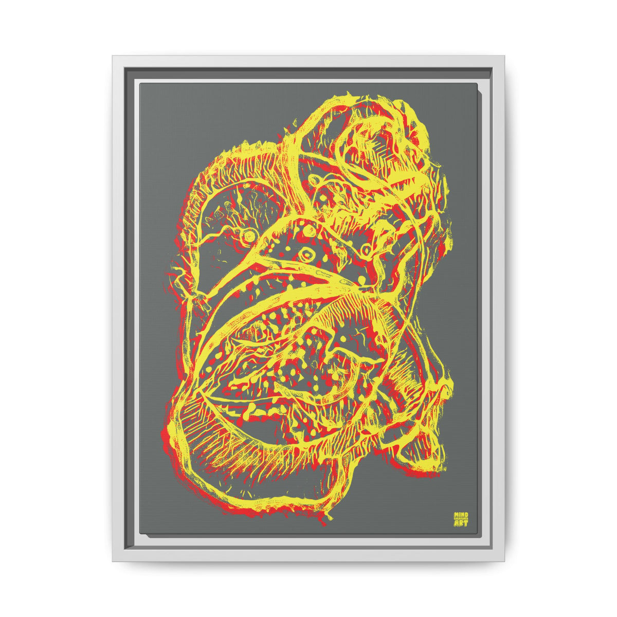 Exploration (Blur, Red & Yellow, Dark Gray Background) Matte Canvas, Framed