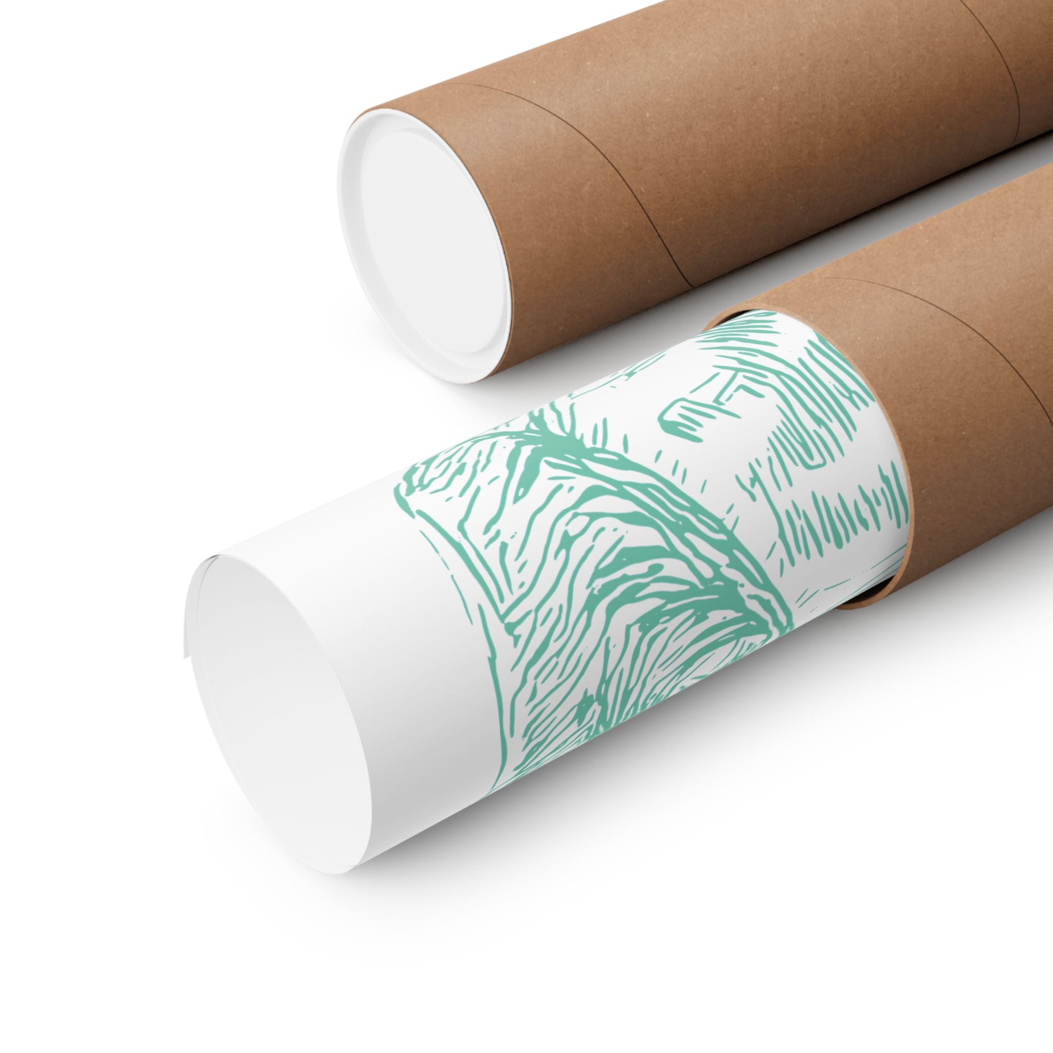 Curiosity (Teal, White Background) Matte Poster