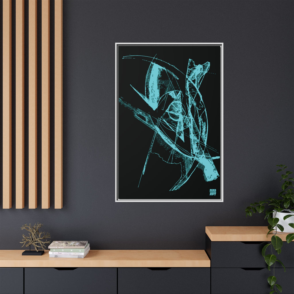 Watching (Aqua, Black Background) Matte Canvas, Framed