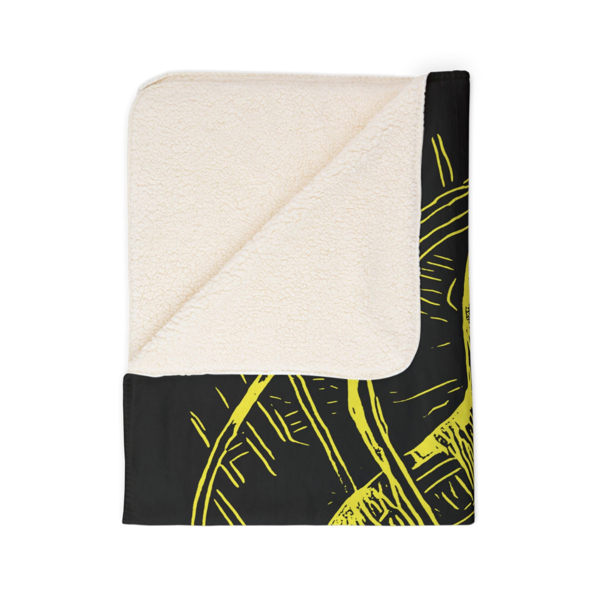 Jelly Jam (Yellow, Black Background) Fleece Sherpa Blanket