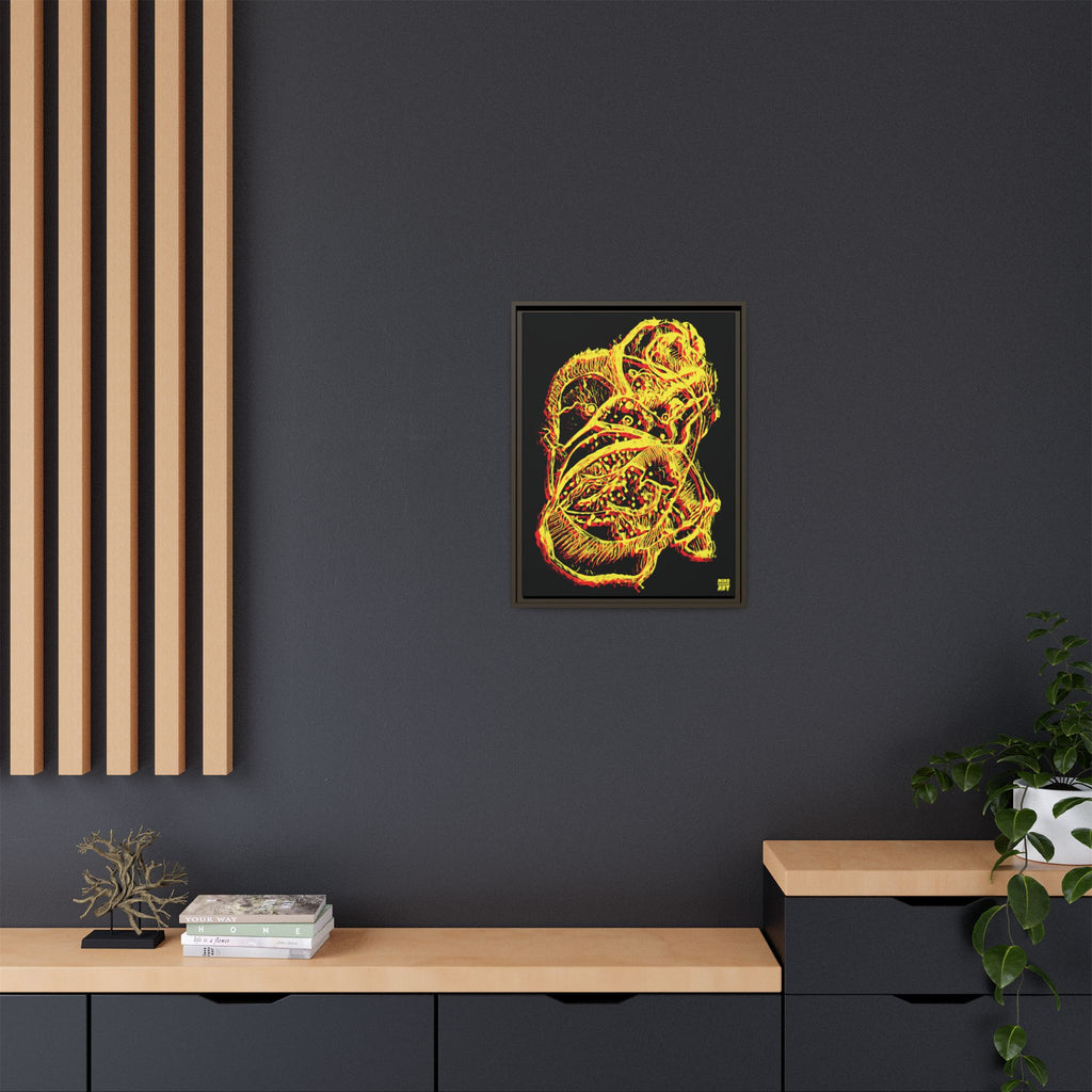 Exploration (Blur, Red & Yellow, Black Background) Matte Canvas, Framed