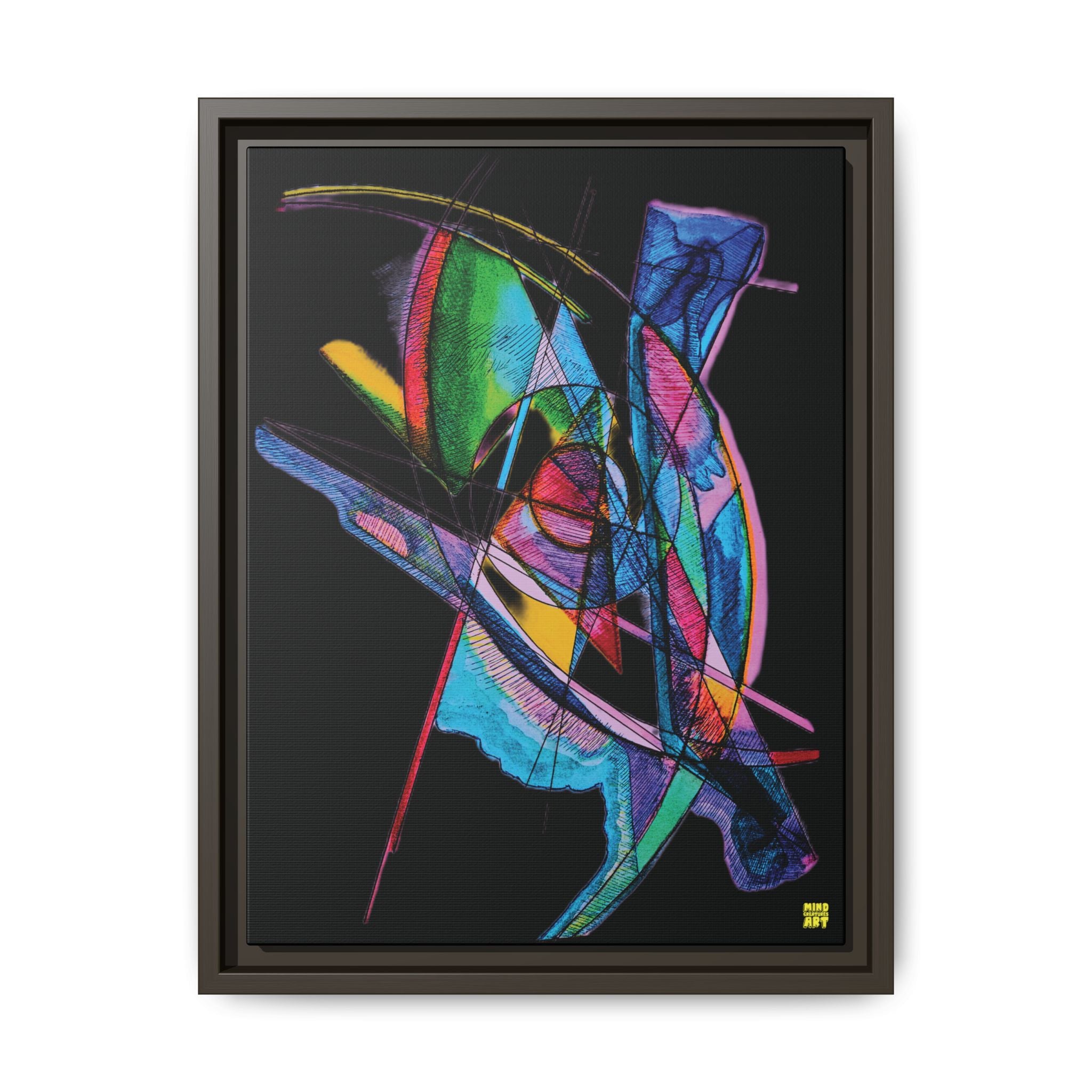 Watching (Black Background) Matte Canvas, Framed