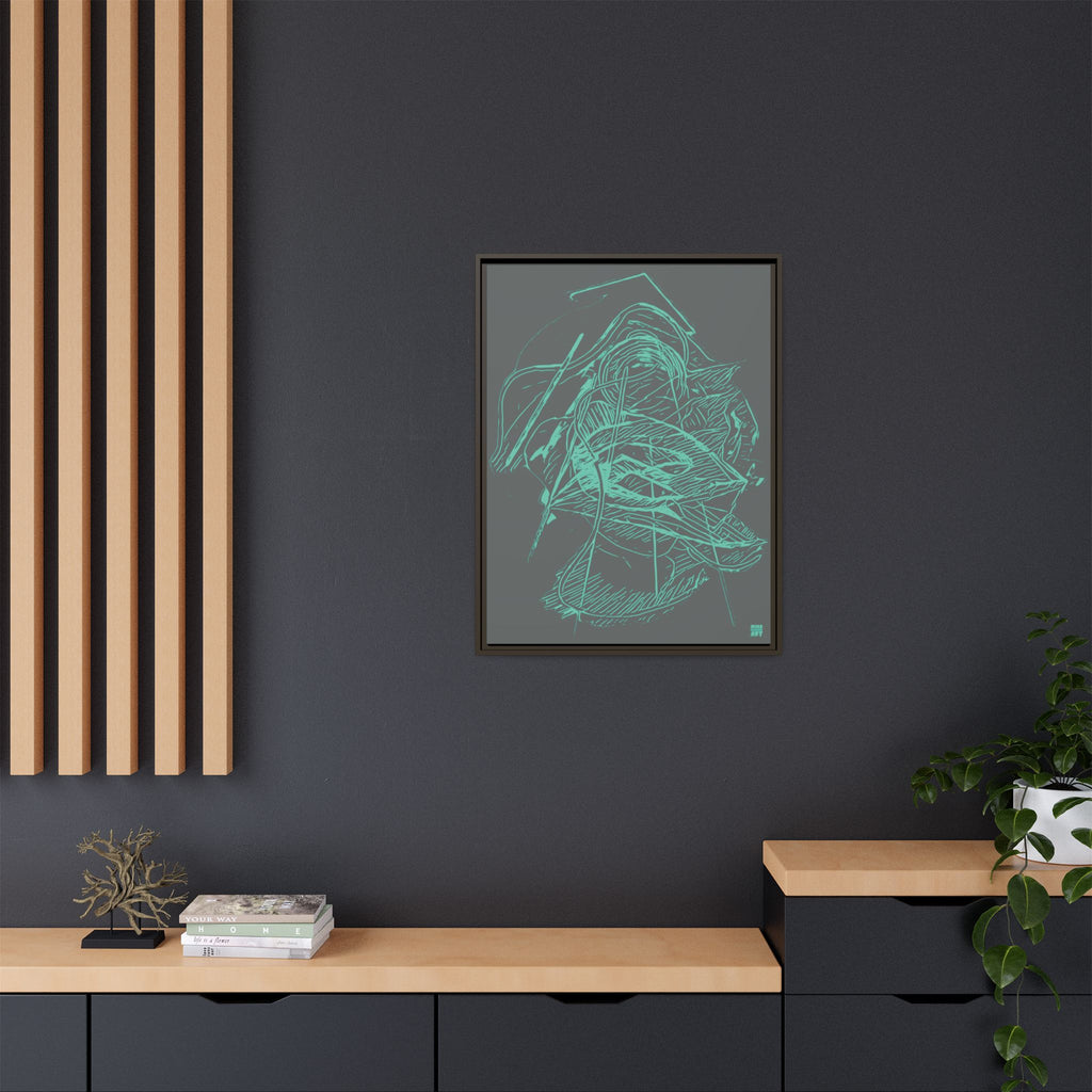 Dive Reflex (Teal, Dark Gray Background) Matte Canvas, Framed
