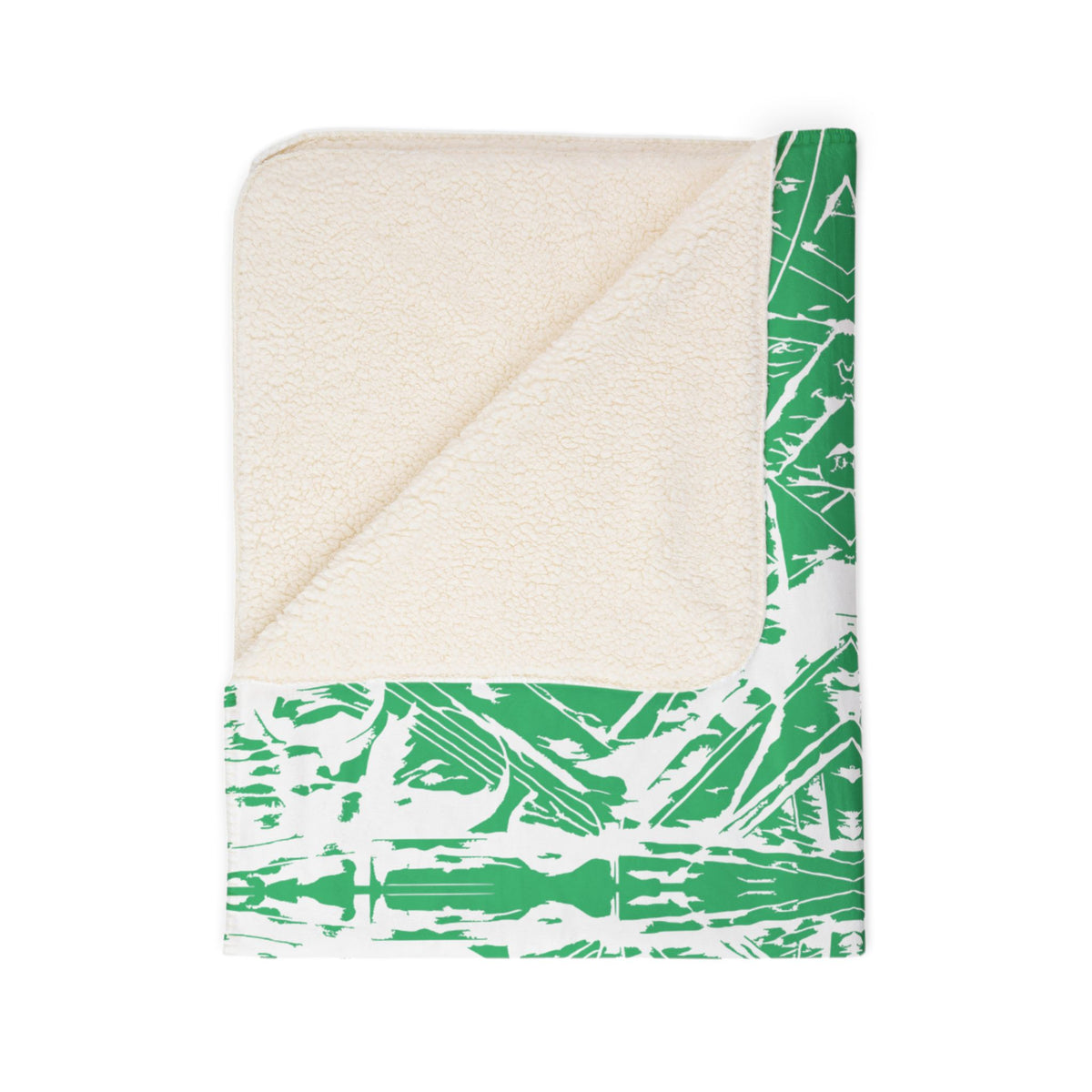 Love (White, Mirror, Green Background) Fleece Sherpa Blanket