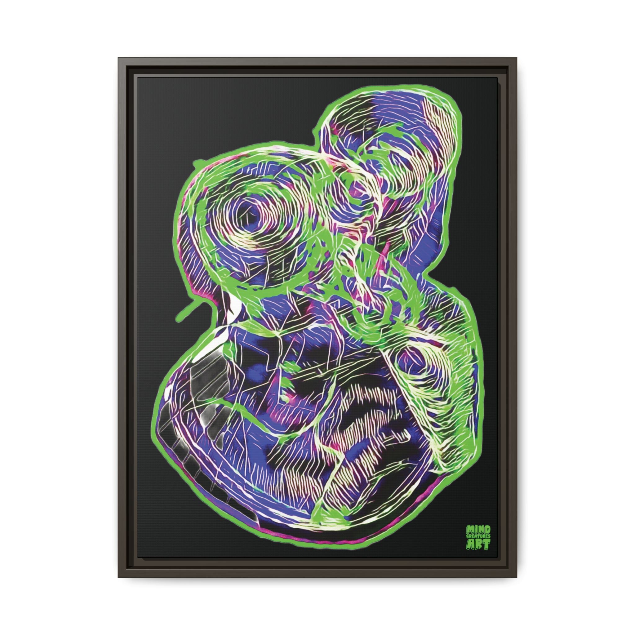 Curiosity (Electric Green, Black Background) Matte Canvas, Framed