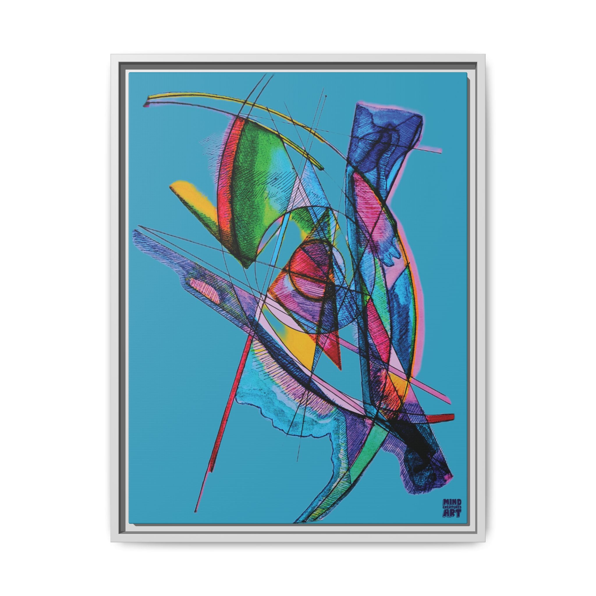 Watching (Turquoise Background) Matte Canvas, Framed