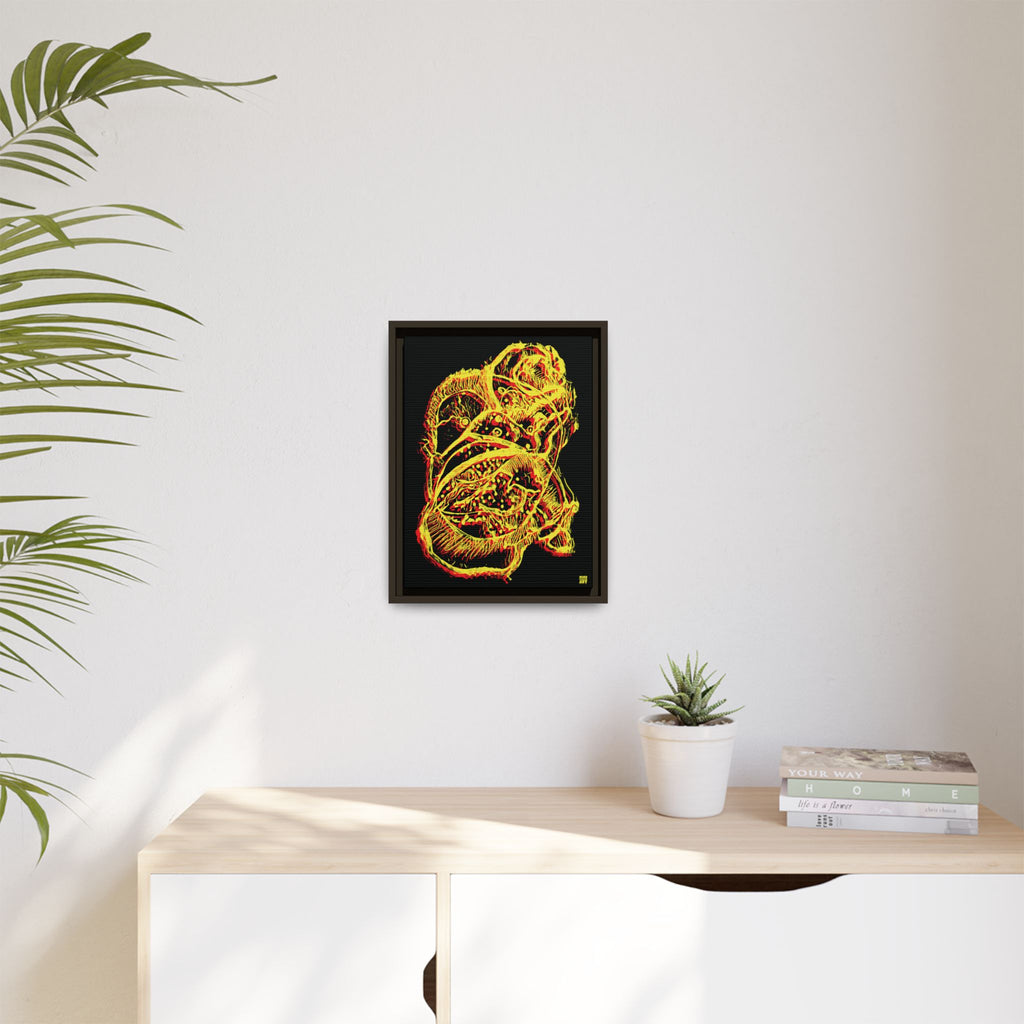 Exploration (Blur, Red & Yellow, Black Background) Matte Canvas, Framed