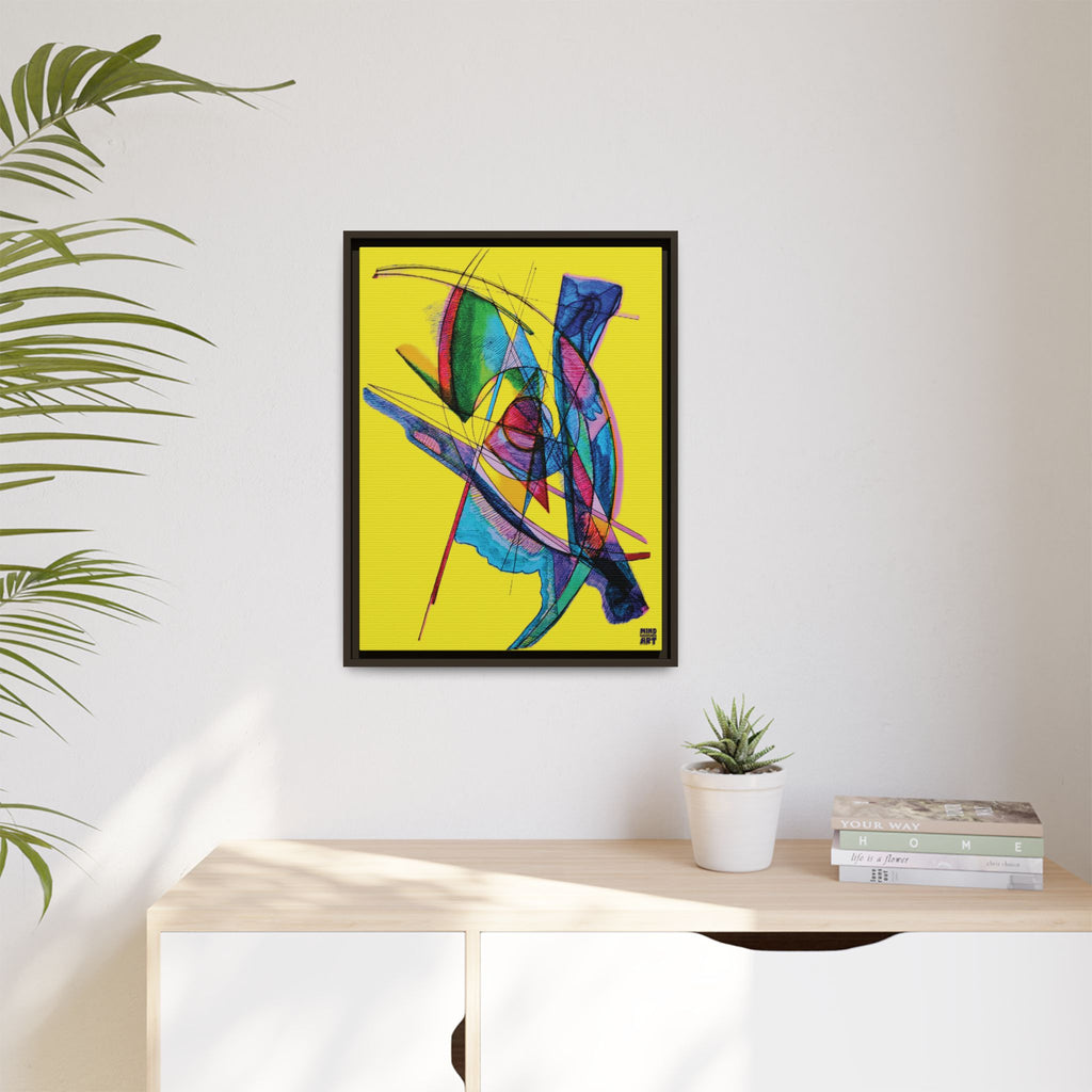 Watching (Yellow Background) Matte Canvas, Framed