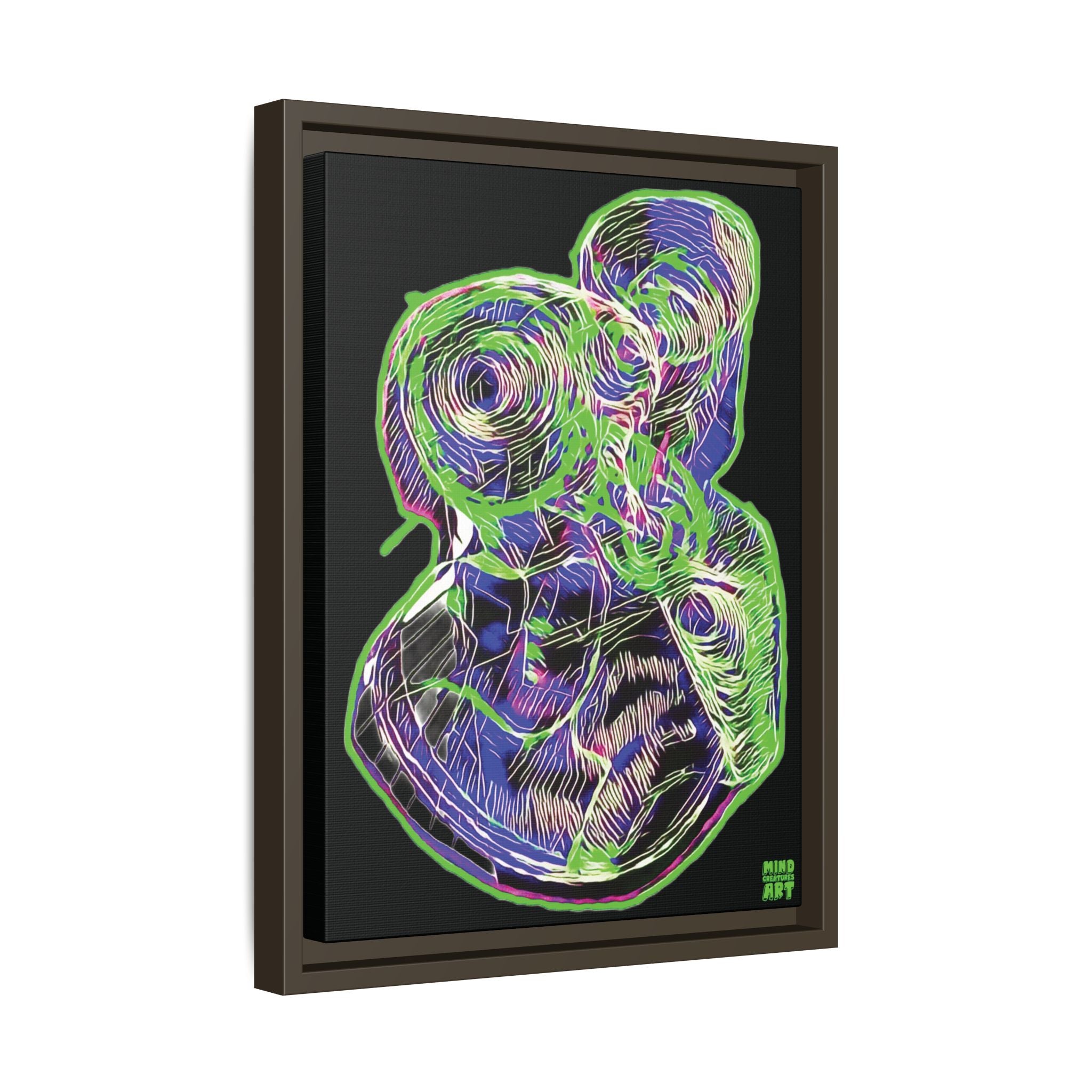 Curiosity (Electric Green, Black Background) Matte Canvas, Framed