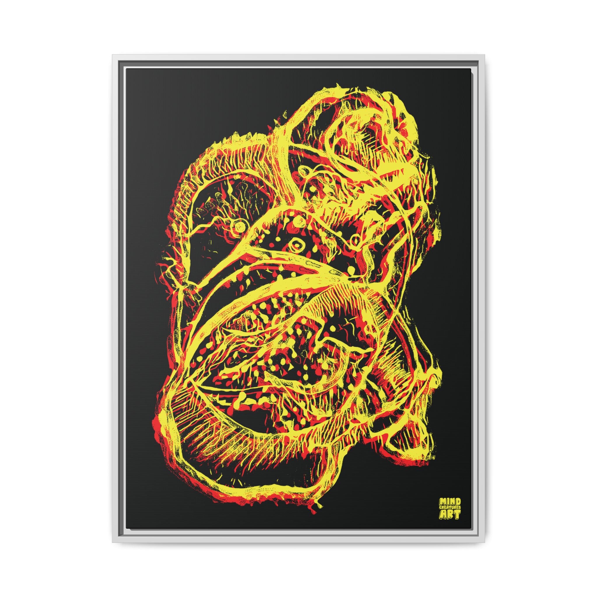Exploration (Blur, Red & Yellow, Black Background) Matte Canvas, Framed