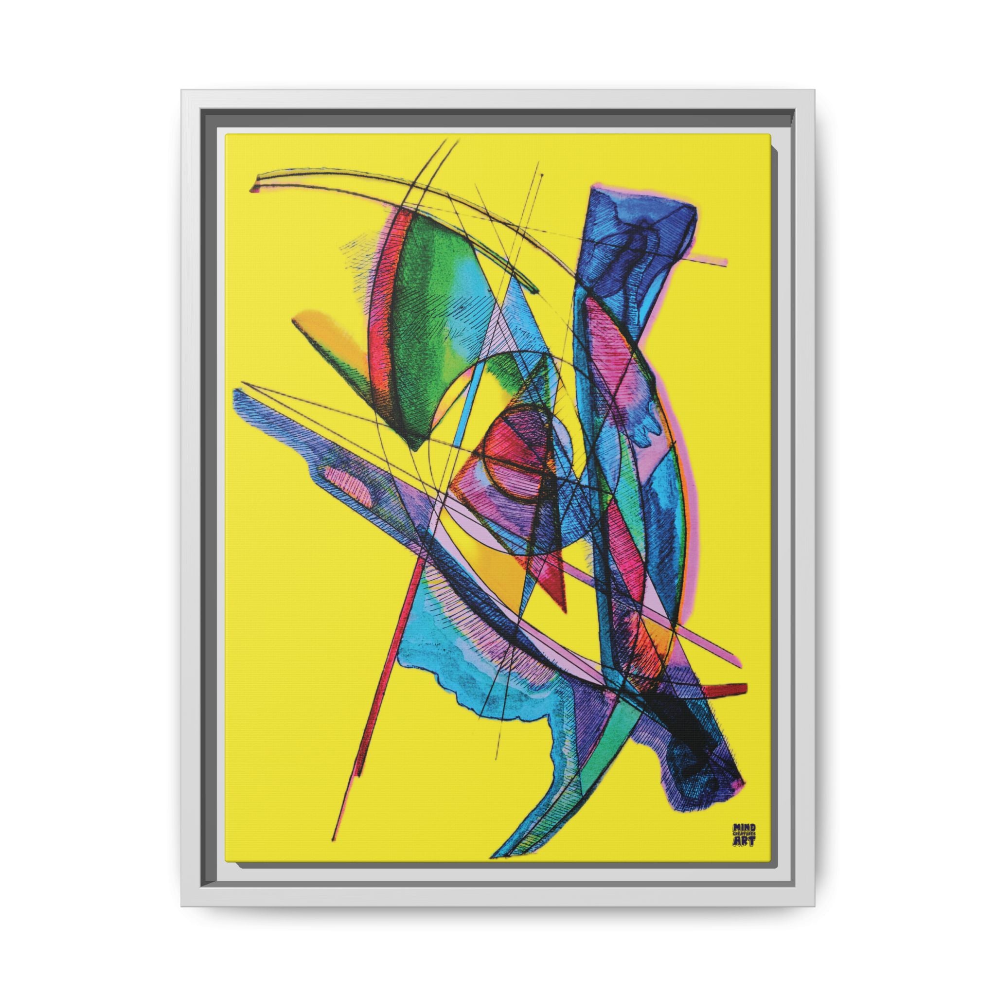 Watching (Yellow Background) Matte Canvas, Framed