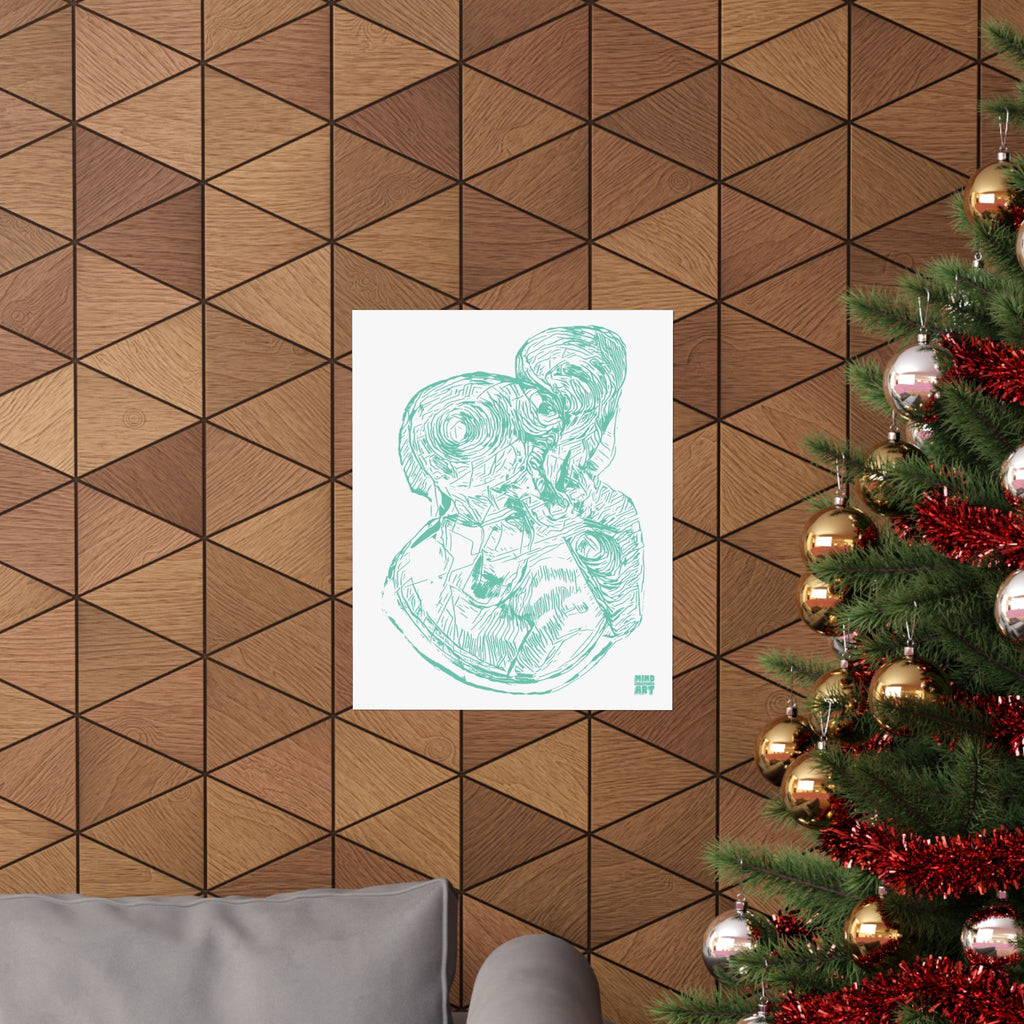 Curiosity (Teal, White Background) Matte Poster