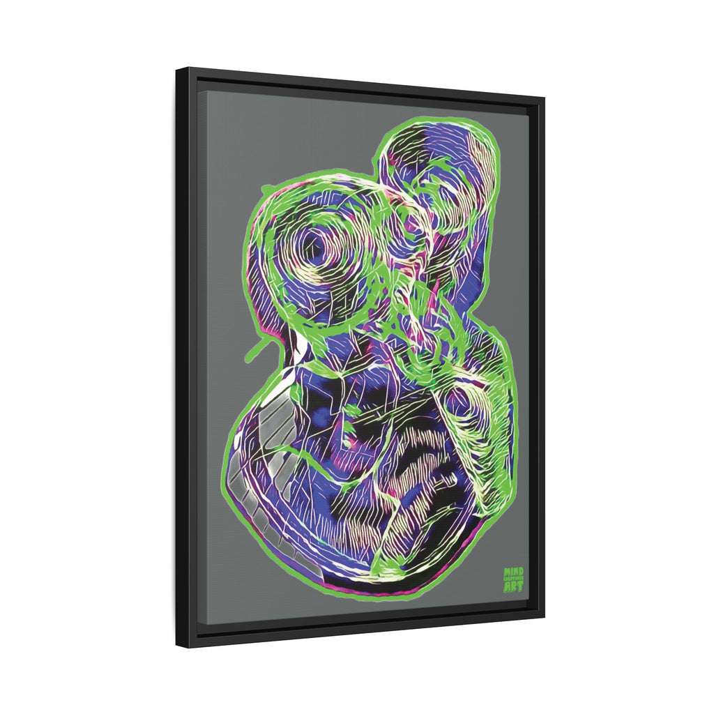 Curiosity (Electric Green, Dark Gray Background) Matte Canvas, Framed