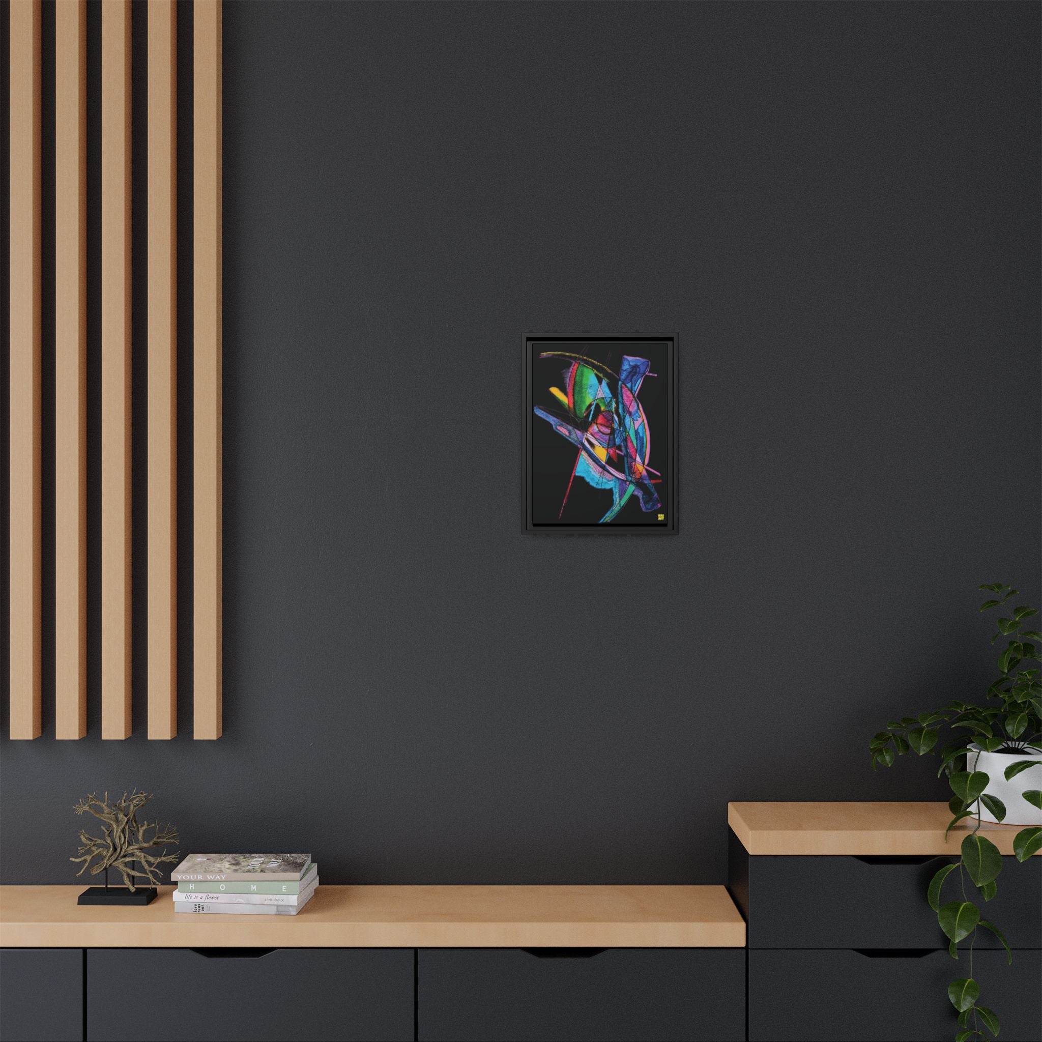 Watching (Black Background) Matte Canvas, Framed