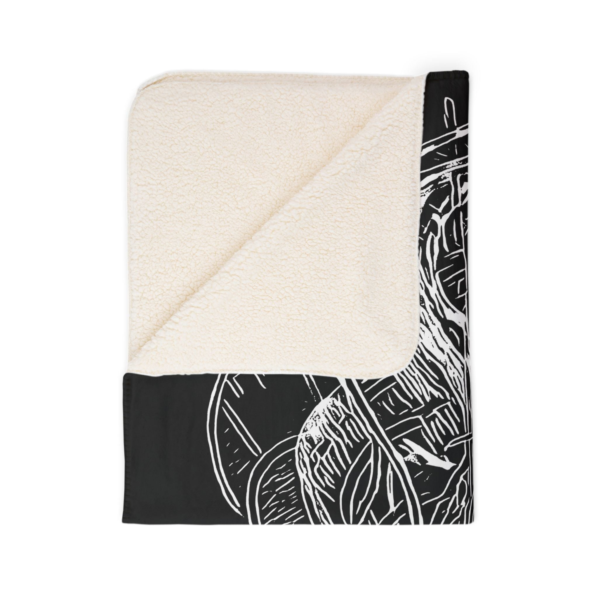 Jelly Jam (White, Black Background) Fleece Sherpa Blanket